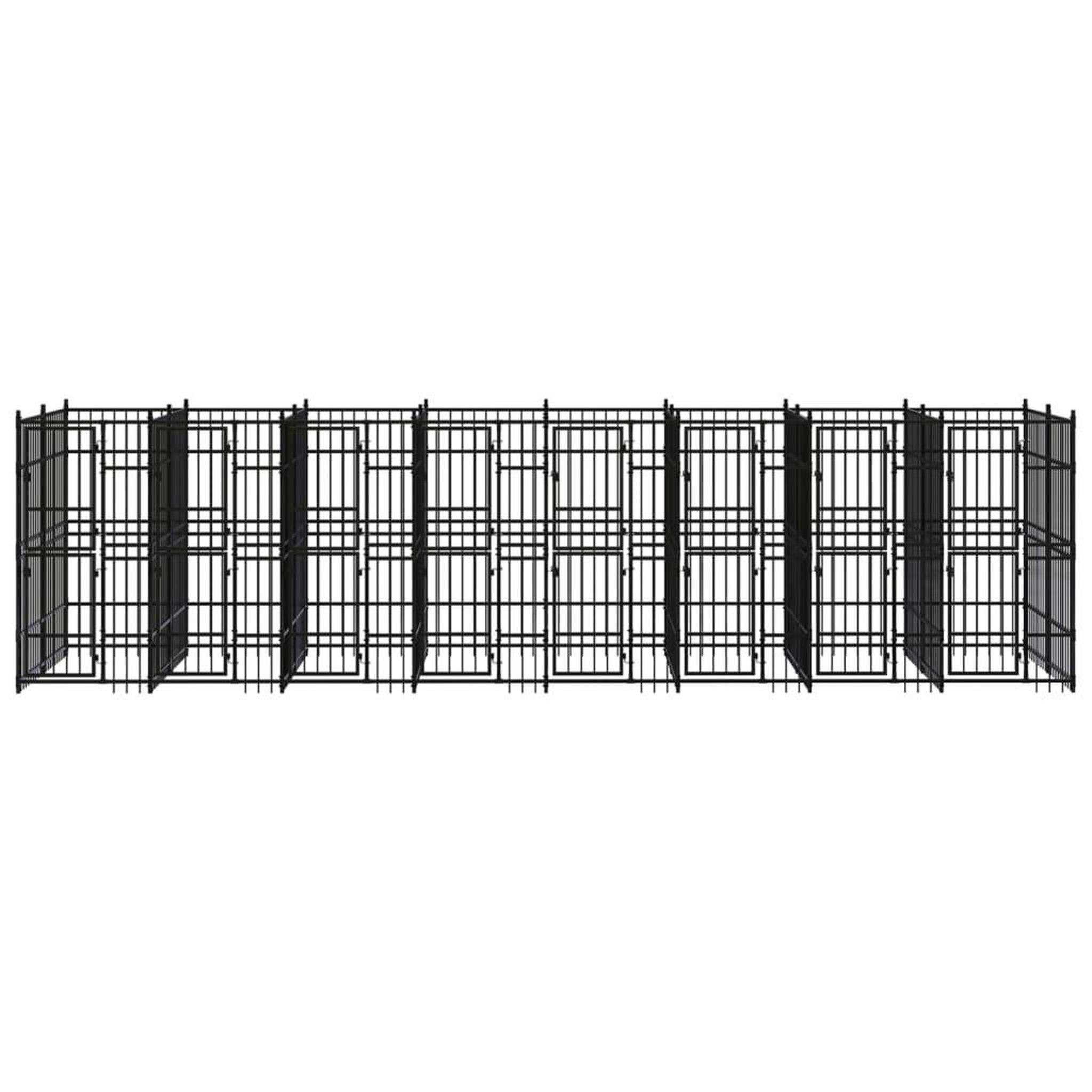 Voir la diapositive 2 : VIDAXL Chenil d'exterieur pour chiens Acier 14,75 m²