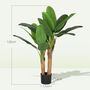 Voir la diapositive 3 : HOMCOM Lot de 2 plantes artificielles bananiers H.120 cm - grand réalisme - 15 feuilles - mousse effet lichen pots inclus