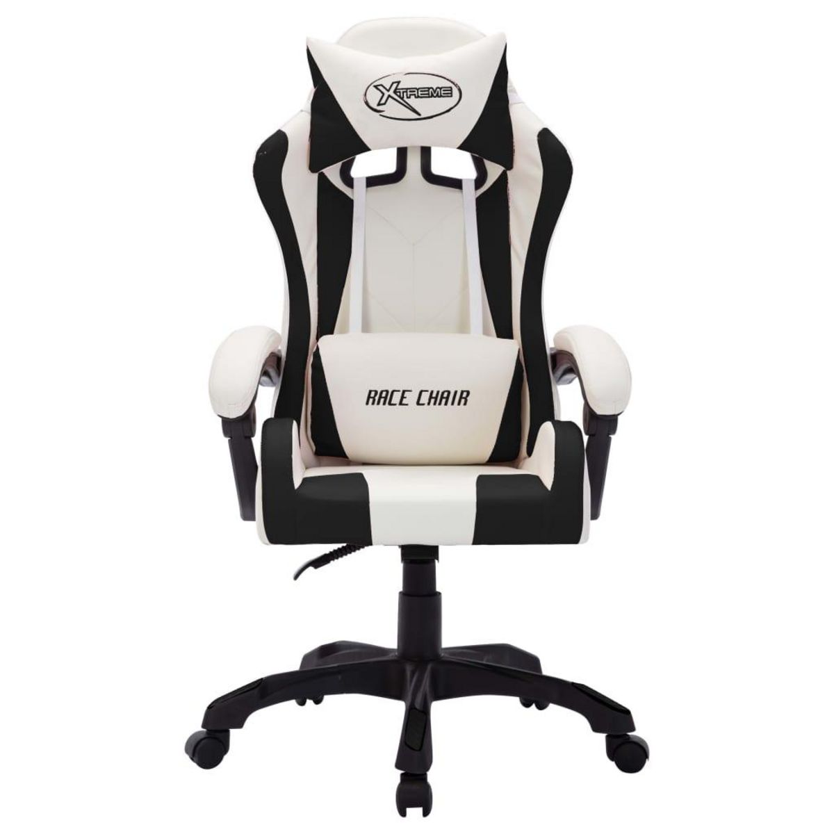 VIDAXL Fauteuil de jeux video avec LED RVB Blanc et noir Similicuir