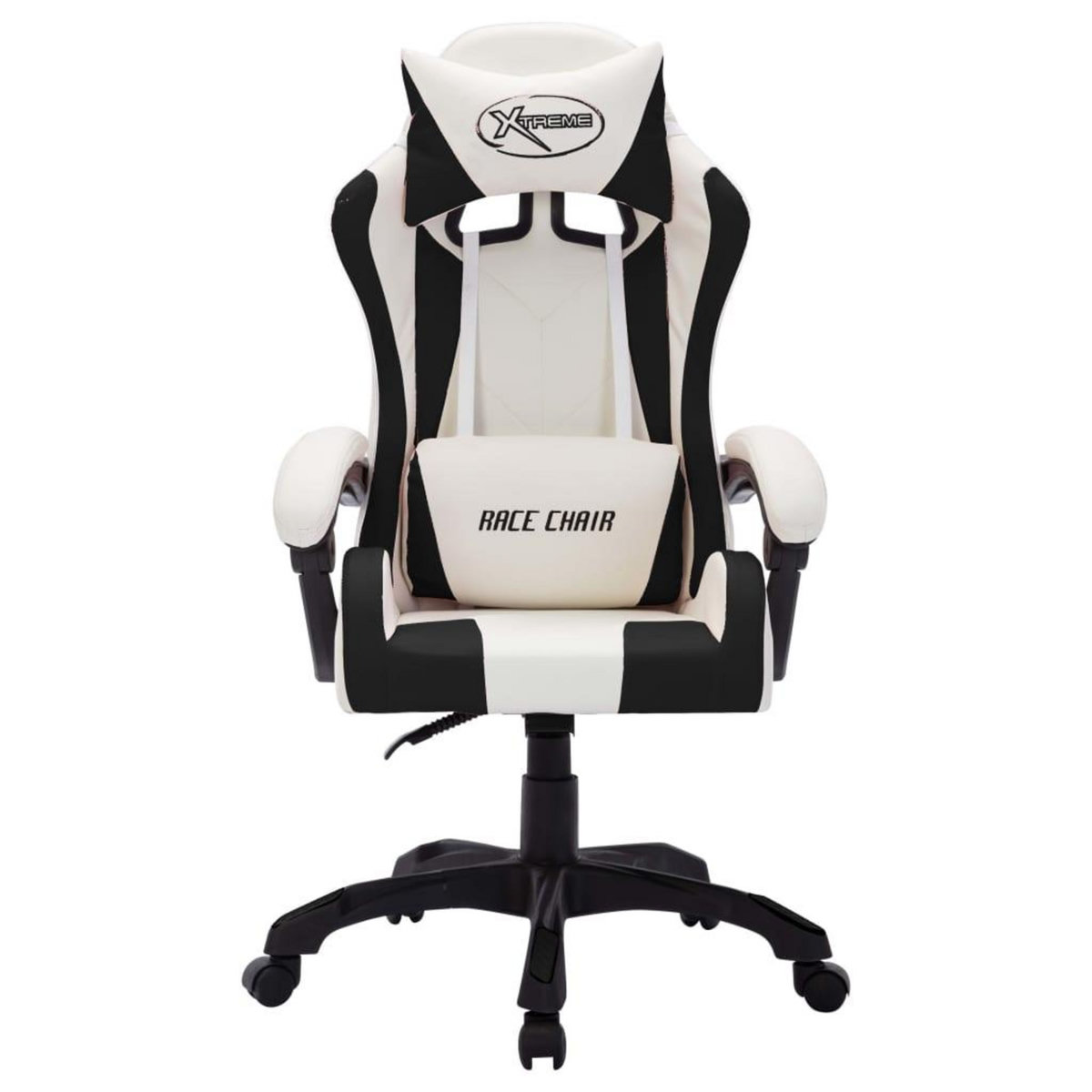 VIDAXL Fauteuil de jeux video avec LED RVB Blanc et noir Similicuir