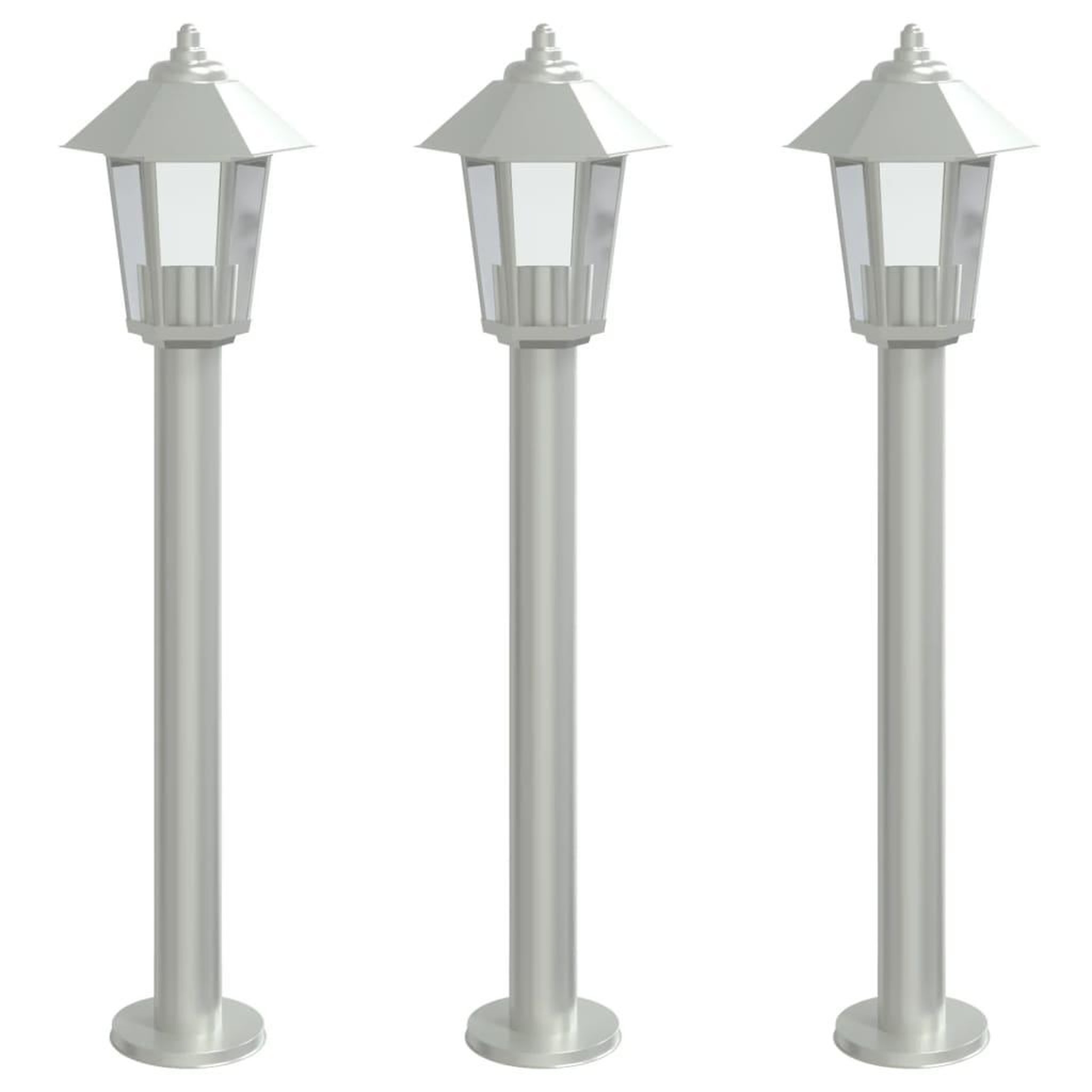 Voir la diapositive 2 : VIDAXL Lampadaires d'exterieur 3 pcs argente 80 cm acier inoxydable