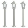 Voir la diapositive 2 : VIDAXL Lampadaires d'exterieur 3 pcs argente 80 cm acier inoxydable