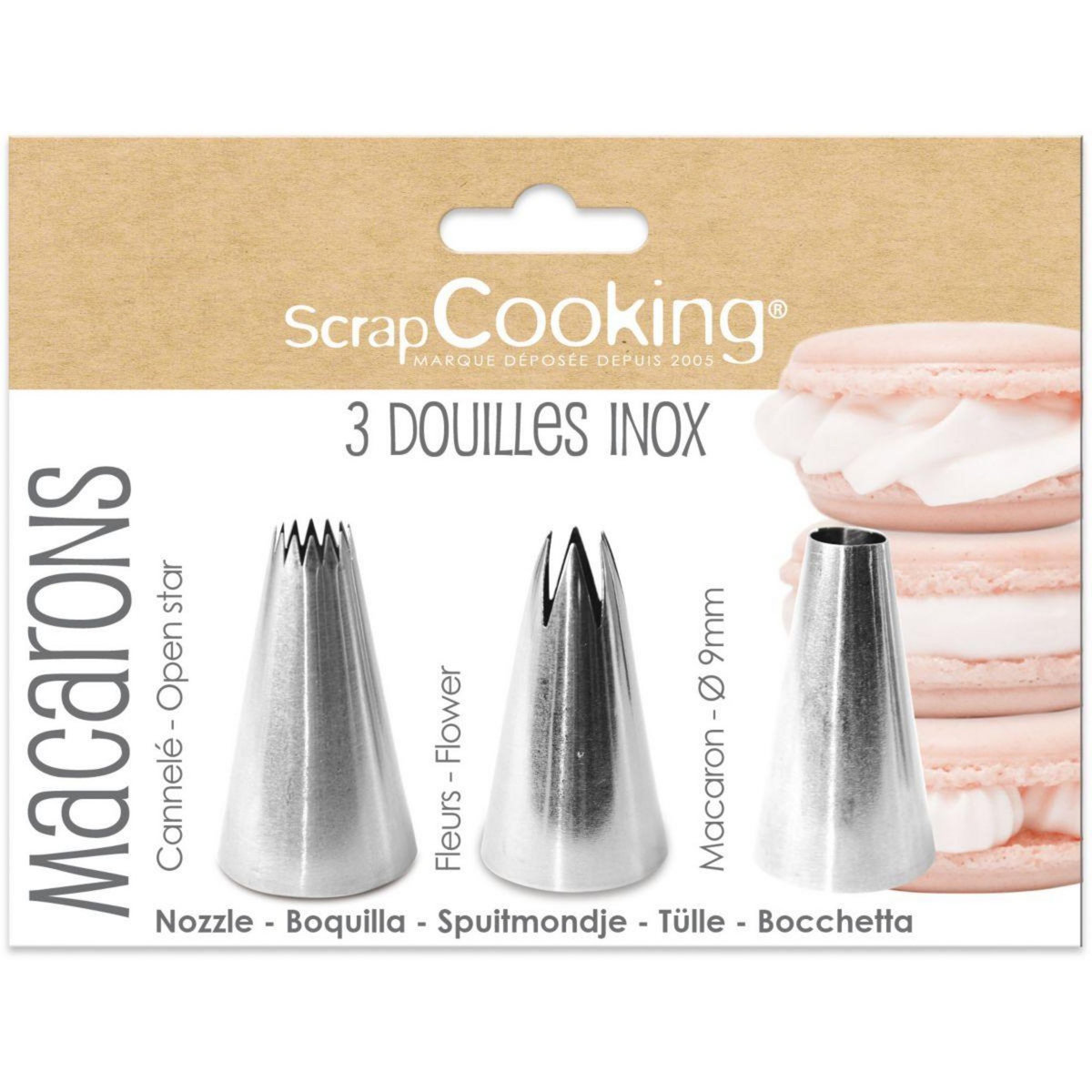 SCRAPCOOKING Douille à pâtisserie lot de 3 à macarons
