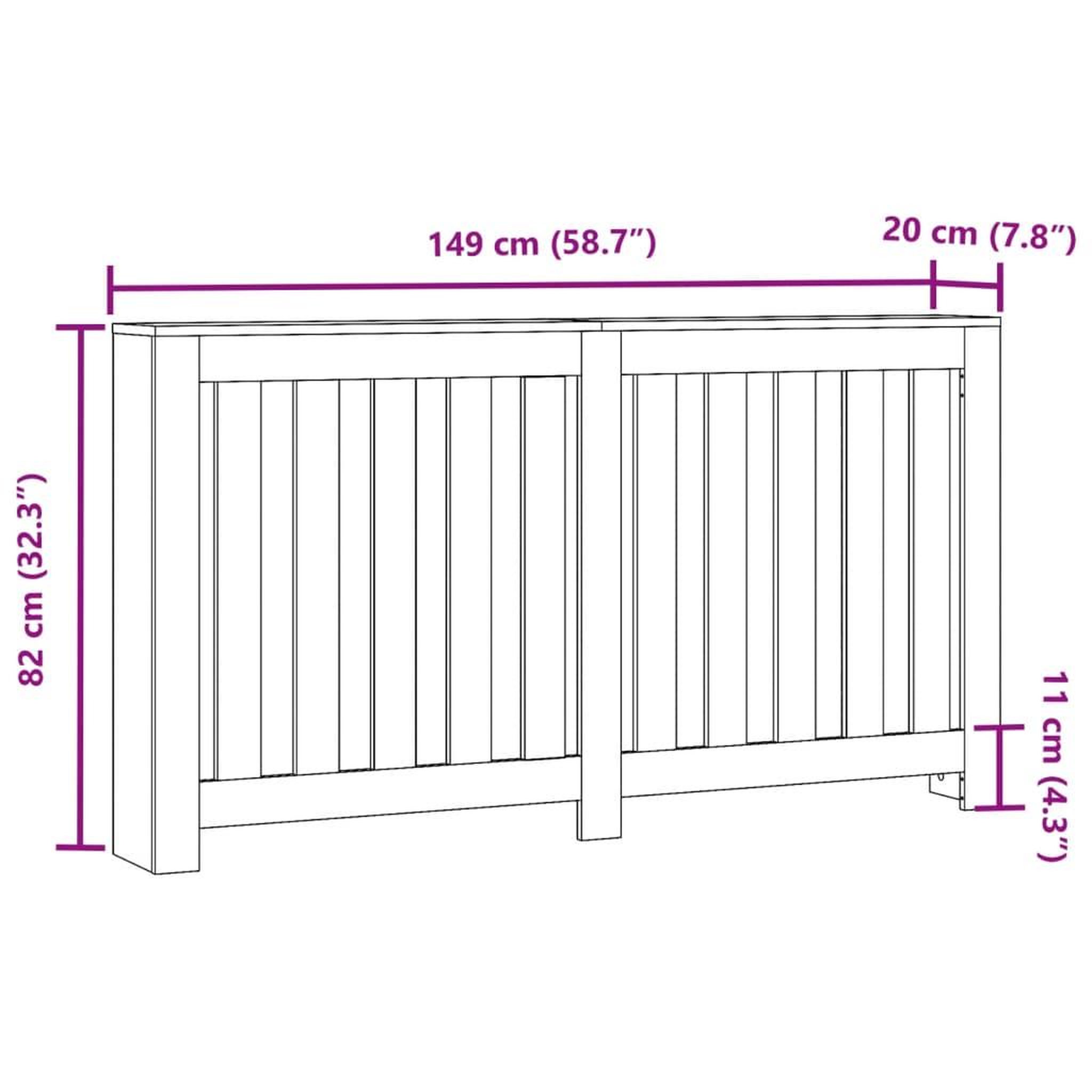 Voir la diapositive 6 : VIDAXL Cache-radiateur blanc 149x20x82 cm bois d'ingenierie
