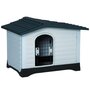 PAWHUT Niche chien style cottage dim. 91L x 69l x 66H cm petite porte grillagée + grande porte latérale verrouillable PP blanc gris noir