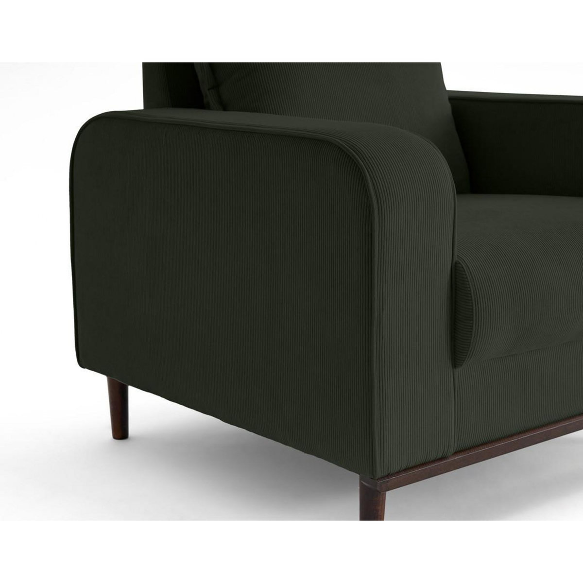 LISA DESIGN Albane - fauteuil en velours côtelé pieds bois foncé