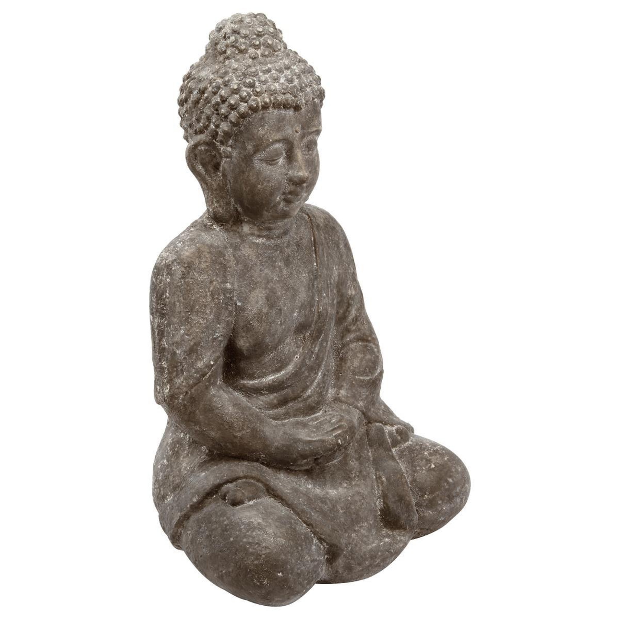 Voir la diapositive 1 : ATMOSPHERA Statue en ciment  bouddha assis  46cm gris