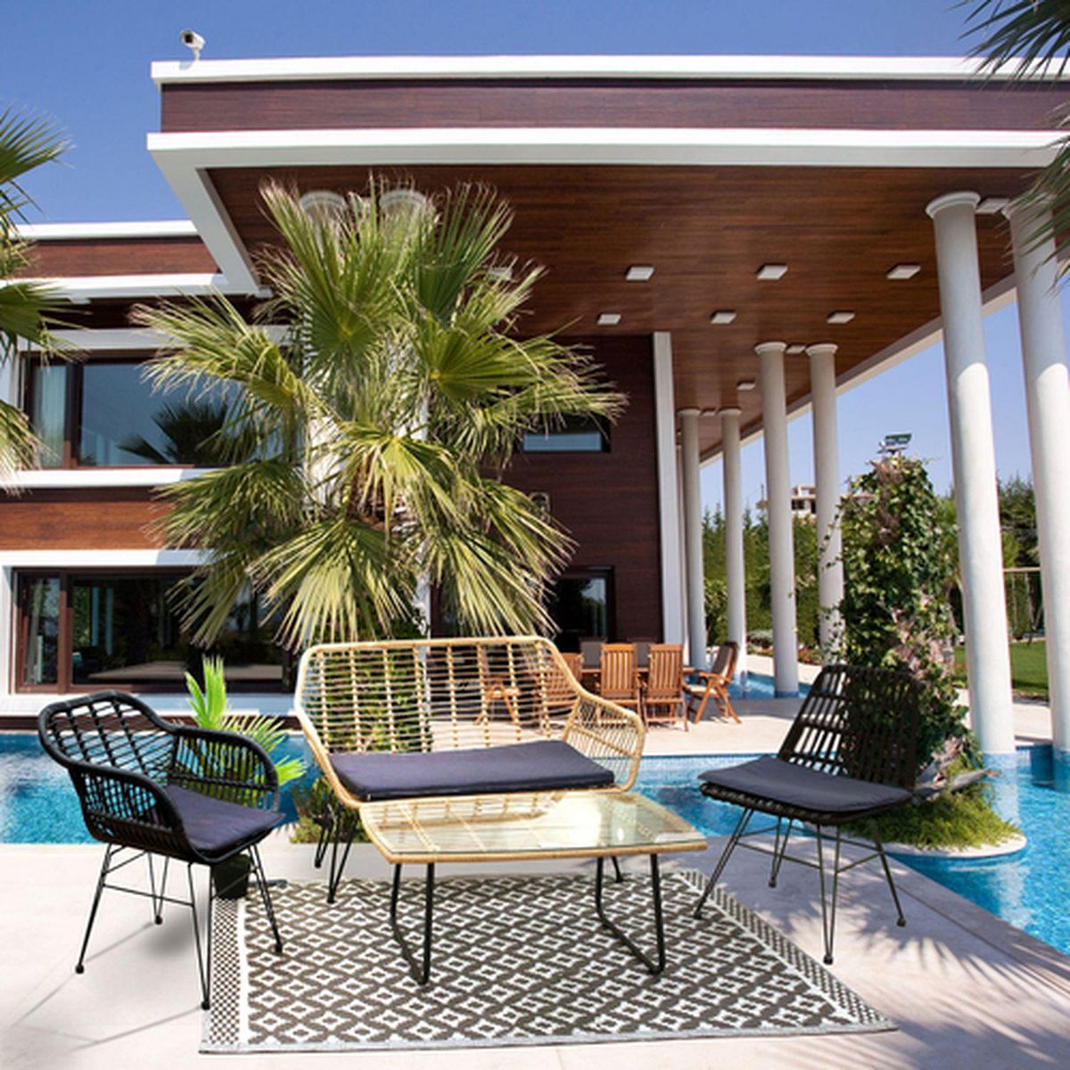 The Home Deco Factory Chaise de jardin tressée design ethnique Surabaya