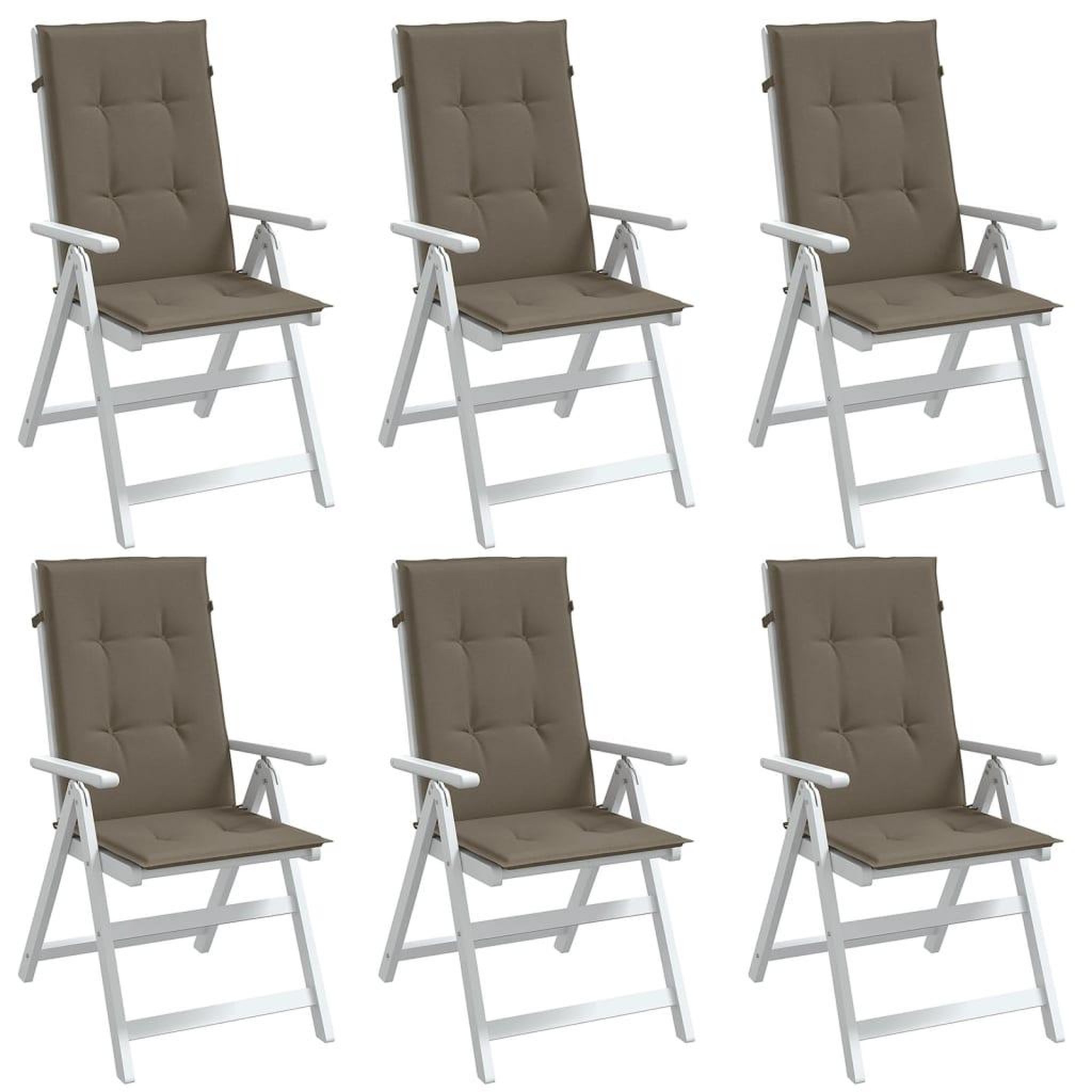 VIDAXL Coussins de chaise a dossier haut lot de 6 taupe melange tissu