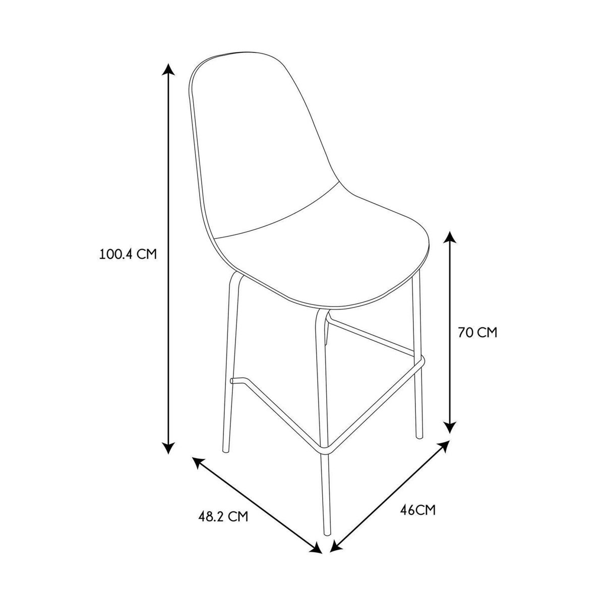 TOILINUX Lot de 2 chaises de bar GIULIA - Noir