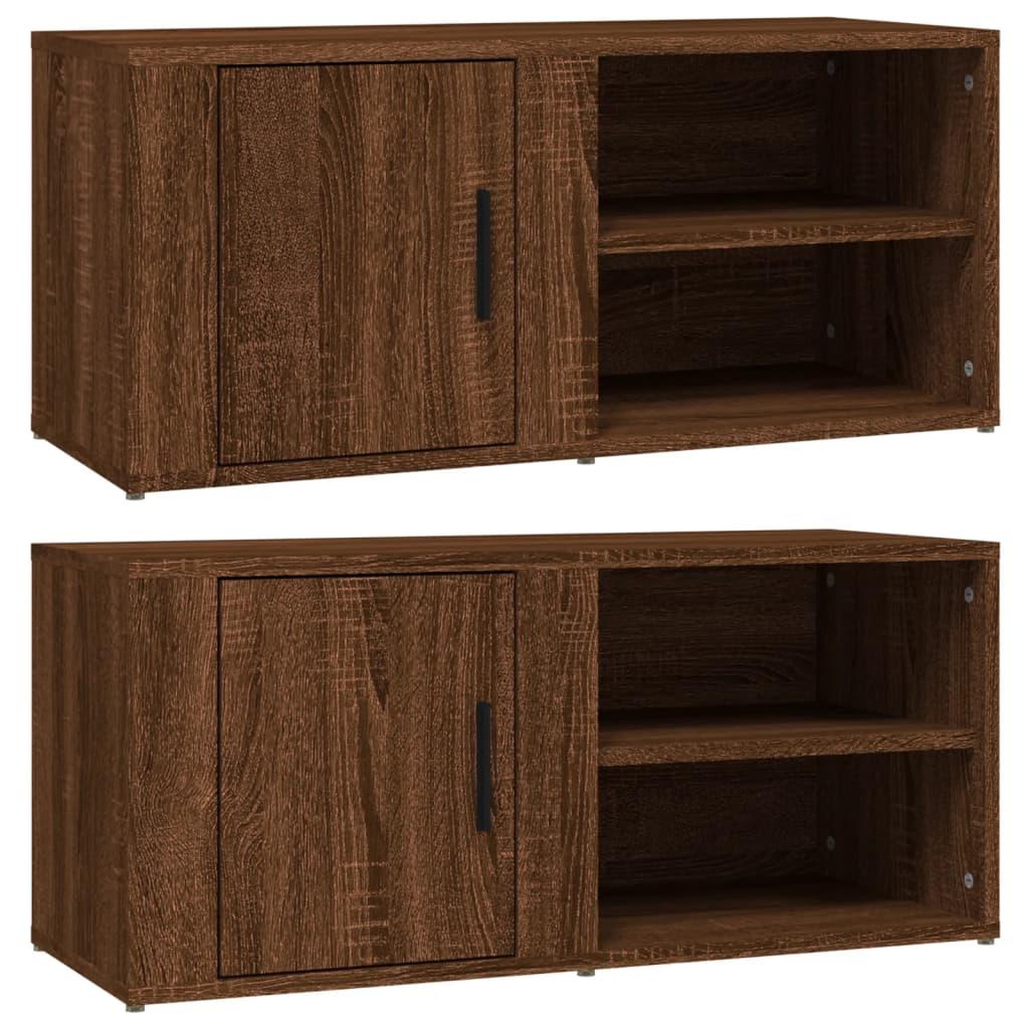 Voir la diapositive 2 : VIDAXL Meubles TV 2 pcs Chene marron 80x31,5x36 cm Bois d'ingenierie