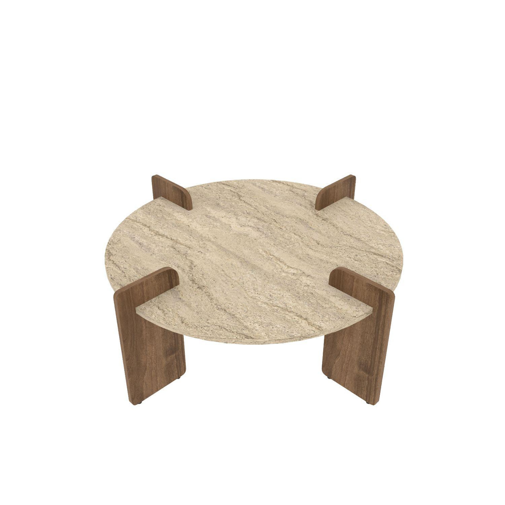 Habitat et Jardin Table basse en bois  avoure  - 90 x 90 x 35 cm - travertin