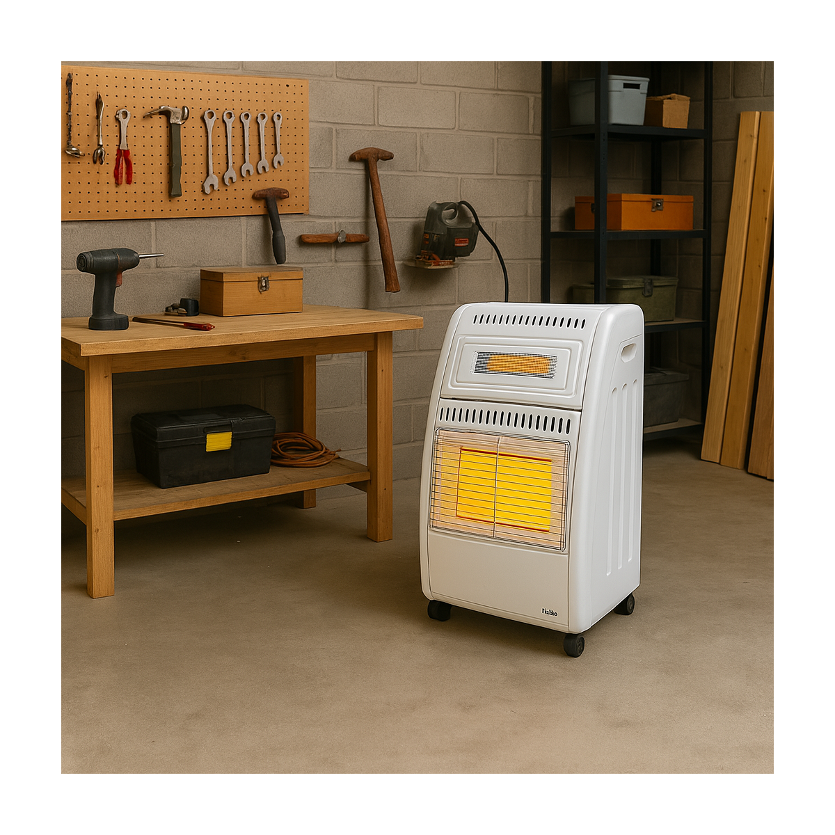 INTEC Poêle à gaz 5700W Chauffage d'appoint Hybride Gaz et Électrique 20-100 m2 - Piezo KOMBI LINE