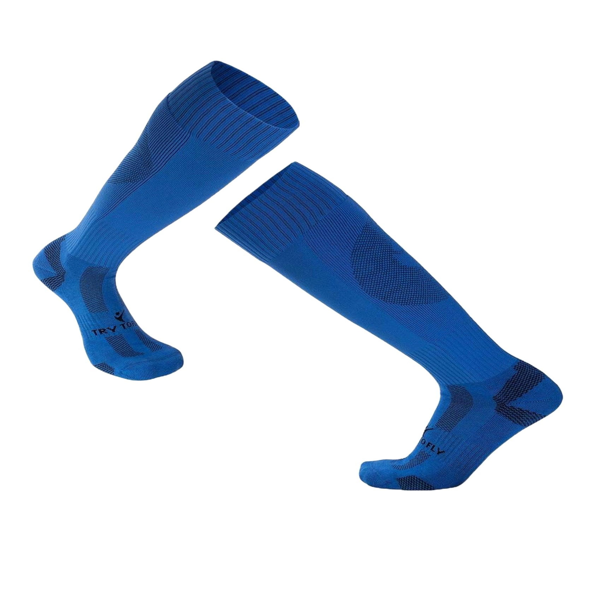 TRY TO FLY Chaussettes de football haut-mollet - bleu. Coloris disponibles : Bleu