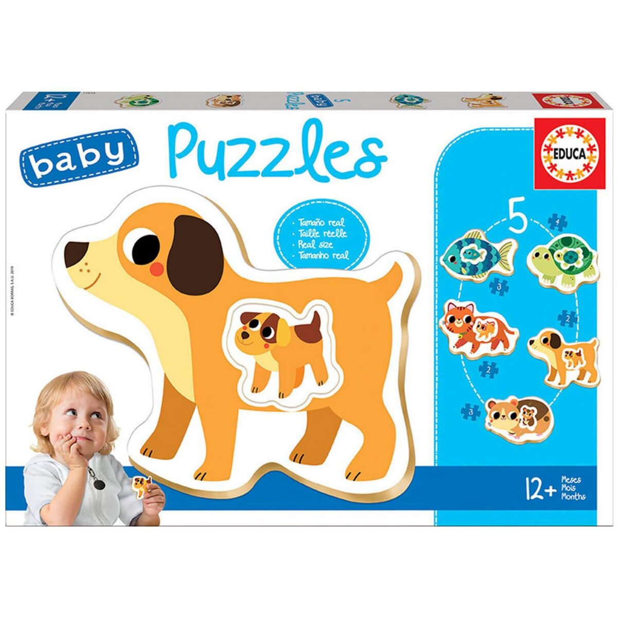 EDUCA Baby puzzle : 5 puzzles de 2 à 4 pièces : Animaux - 12/18 mois (74 à  81 cm) pas cher 