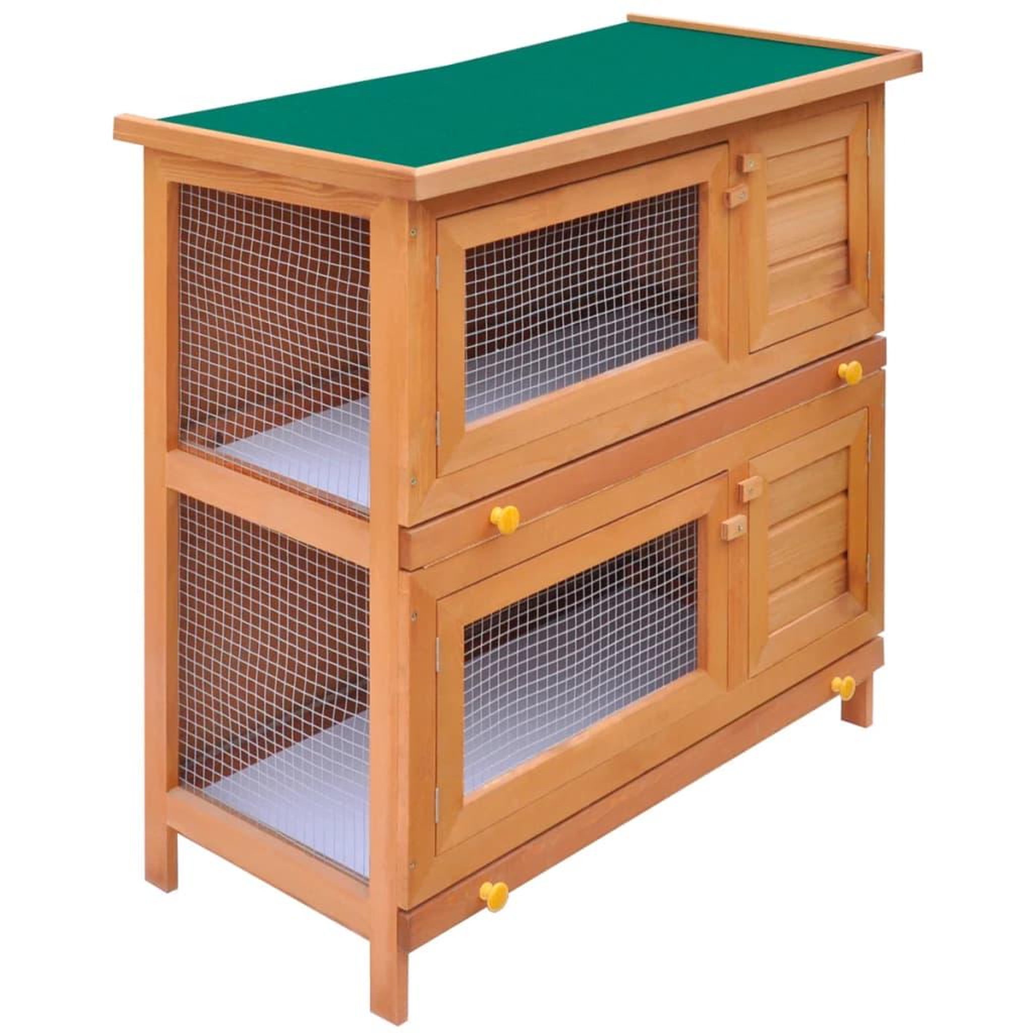 Voir la diapositive 1 : VIDAXL Clapier d'exterieur Enclos pour petits animaux 4 portes Bois