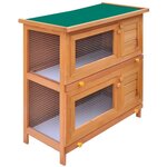 VIDAXL Clapier d'exterieur Enclos pour petits animaux 4 portes Bois