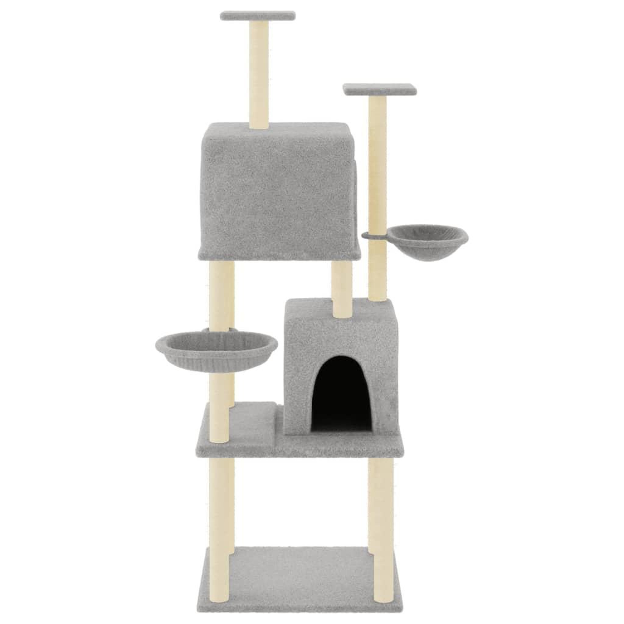 Voir la diapositive 3 : VIDAXL Arbre a chat avec griffoirs en sisal Gris clair 180 cm