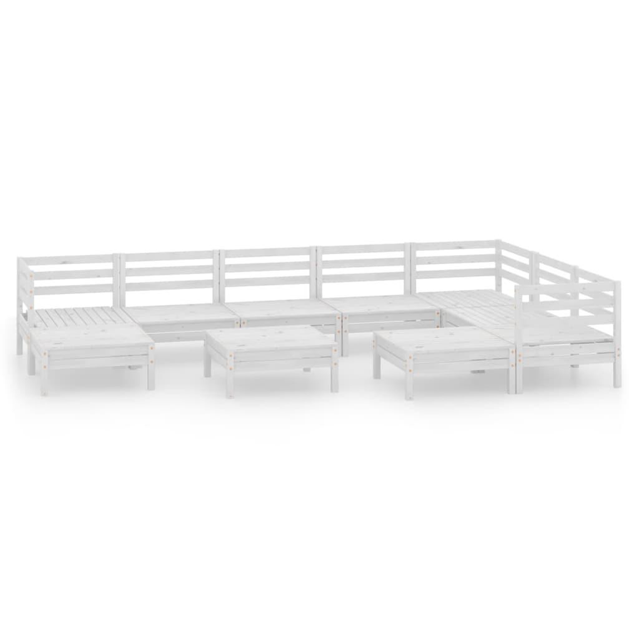 Voir la diapositive 2 : VIDAXL Salon de jardin 10 pcs Bois de pin massif Blanc