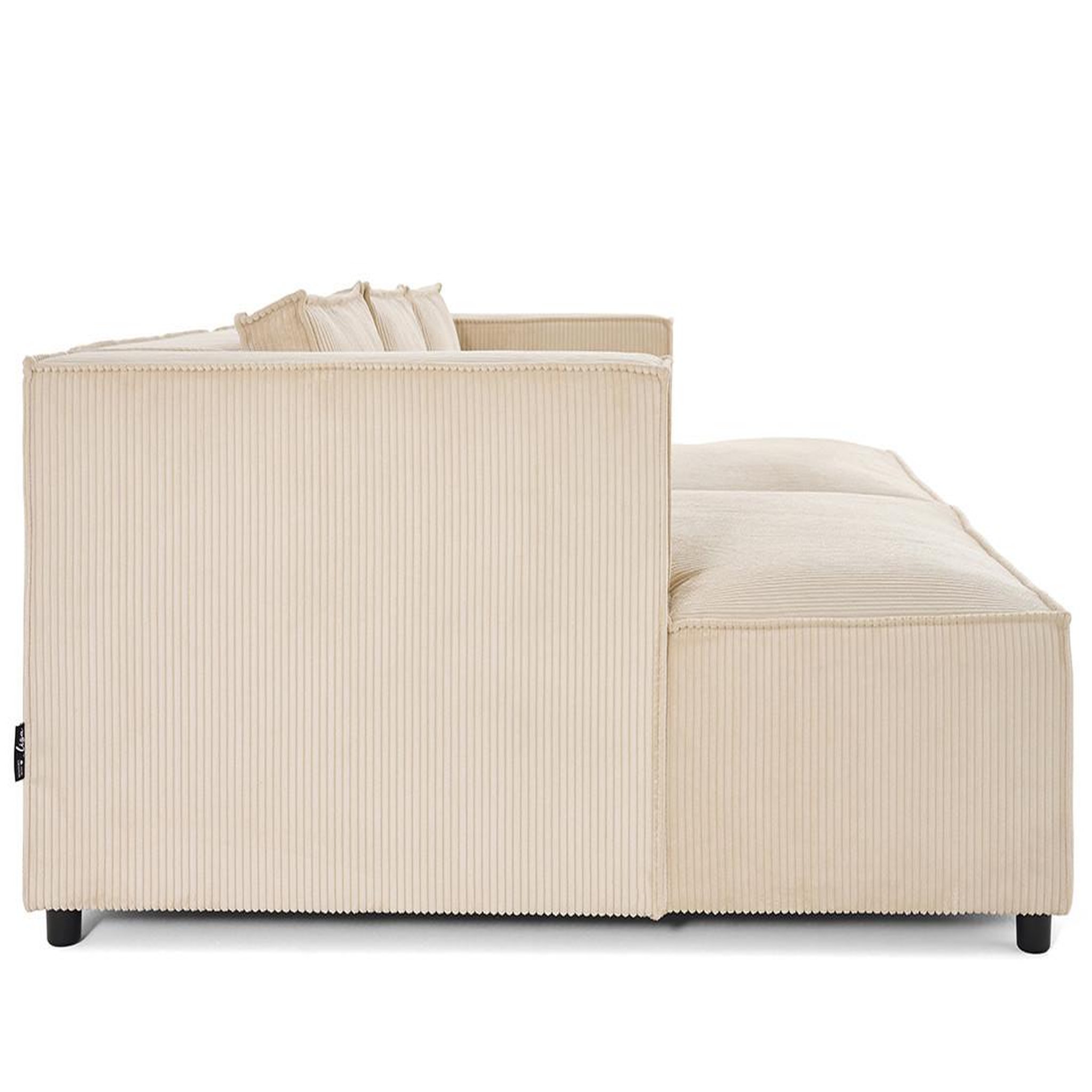 Voir la diapositive 5 : LISA DESIGN Stella - canapé droit 3 places avec double méridienne - assise profonde - en velours côtelé