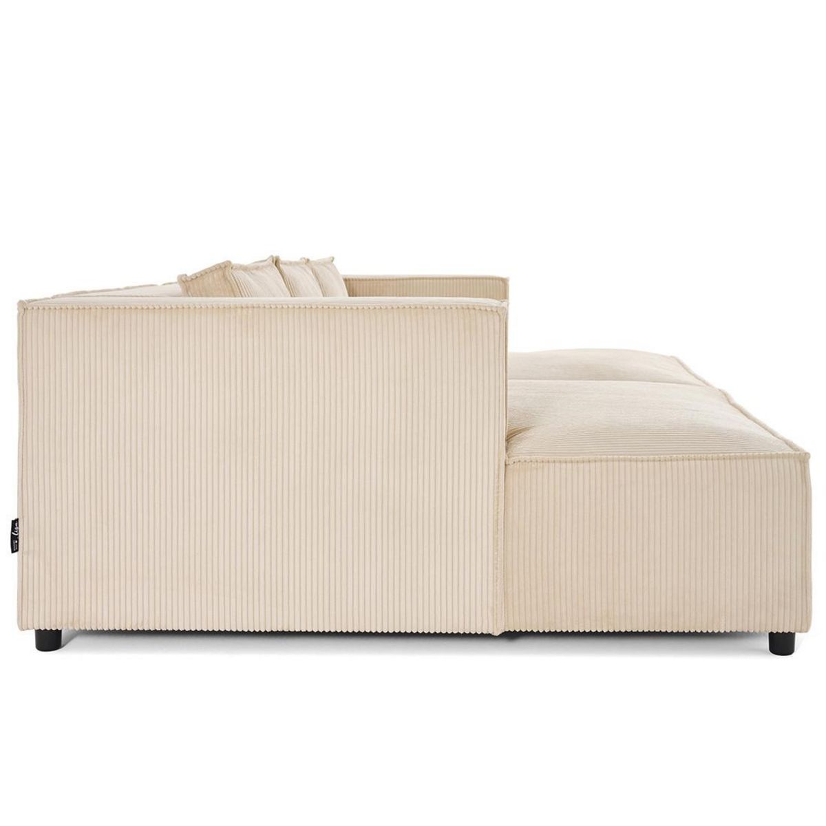 LISA DESIGN Stella - canapé droit 3 places avec double méridienne - assise profonde - en velours côtelé