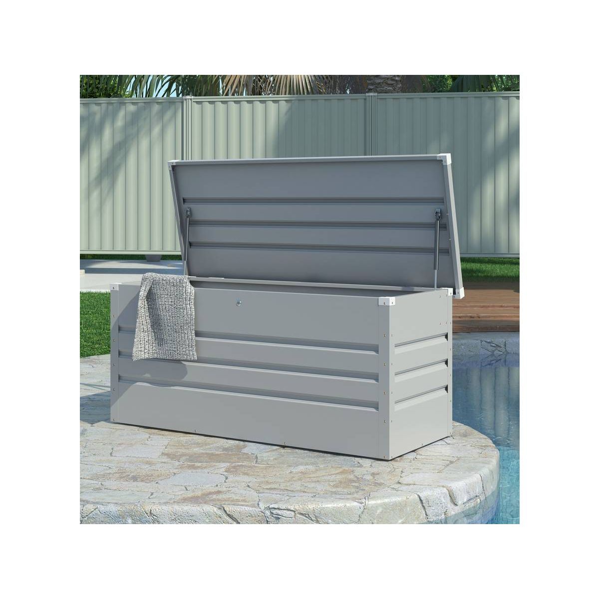 Habitat et Jardin Coffre de Jardin Métal  Store  680L - argent