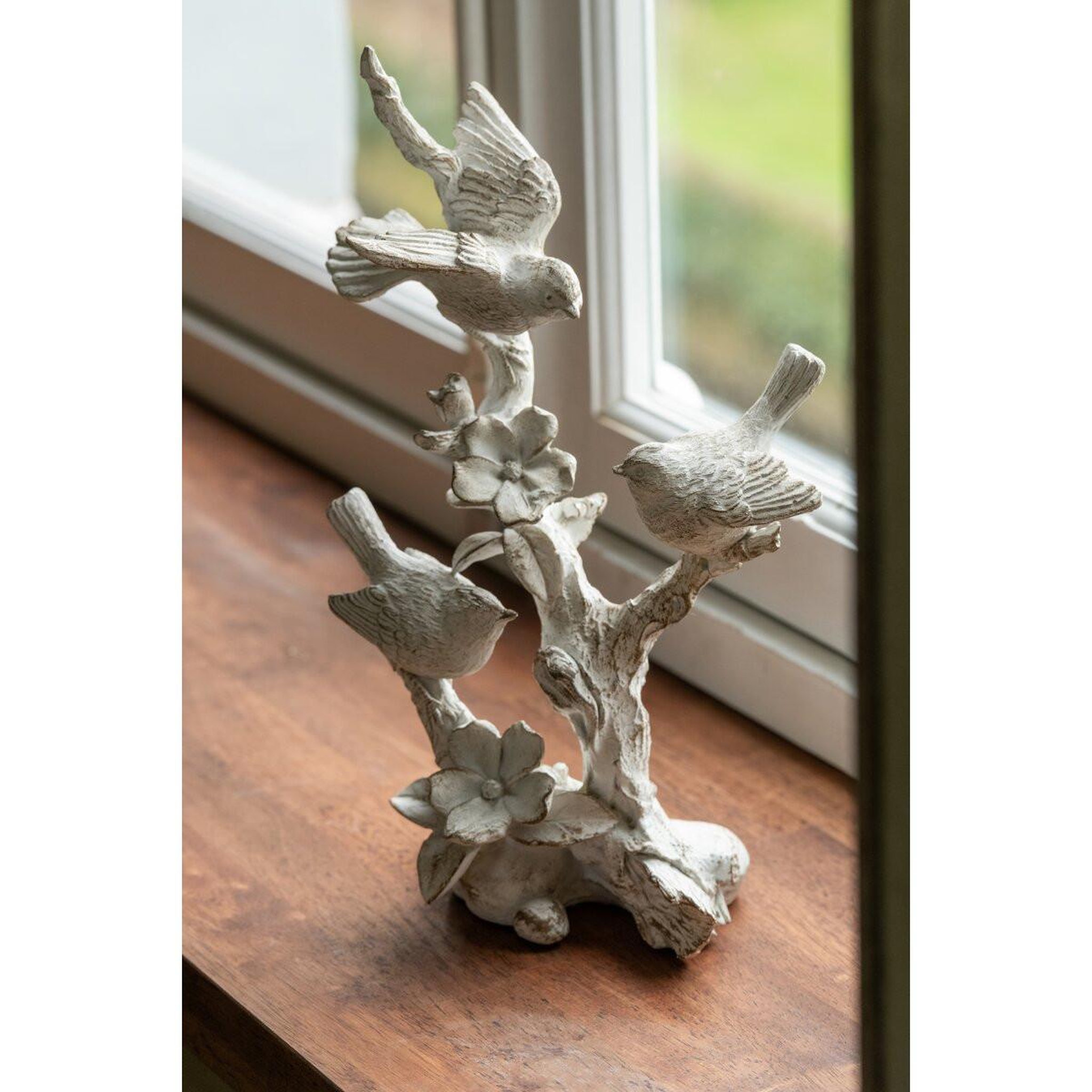 Voir la diapositive 5 : J-LINE Statuette déco oiseaux en argile  janna  37cm écru