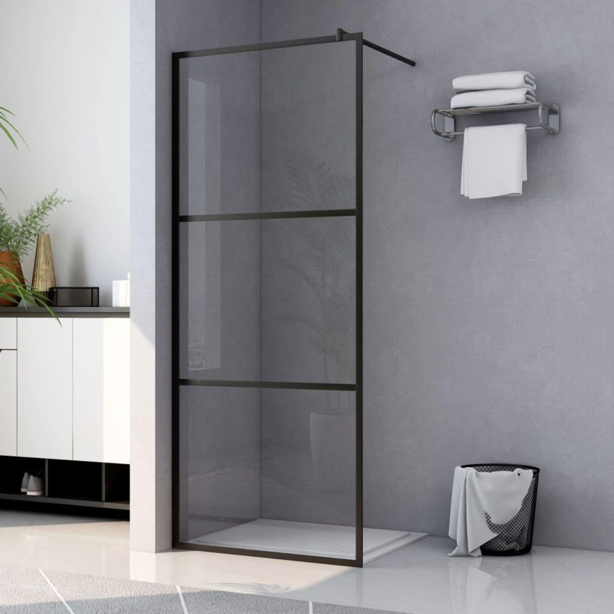 VIDAXL Paroi de douche a l'italienne a verre ESG Noir 100x195 cm