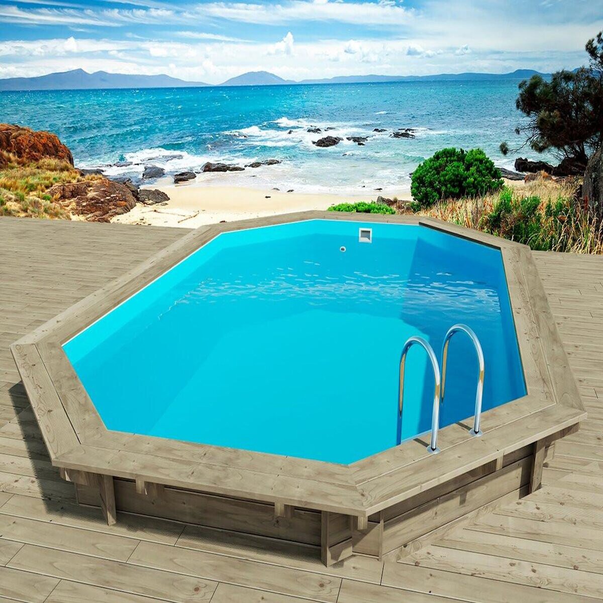 Habitat et Jardin Piscine bois   Florida 130   - 6.57 x 4.57 x 1.31 m + Pompe à chaleur - Puissance 6.1 kW