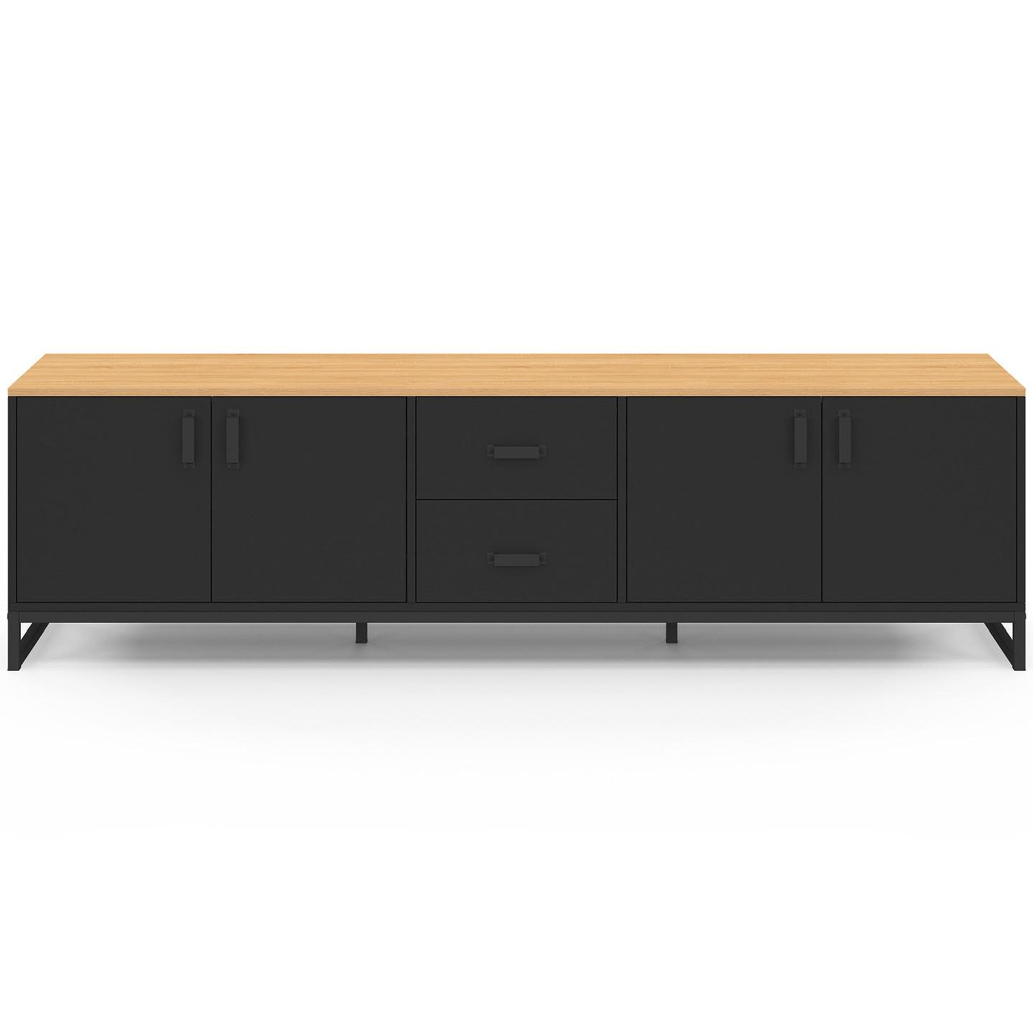Voir la diapositive 3 : ID MARKET Meuble tv 180 cm washington 4 portes et 2 tiroirs bois et noir