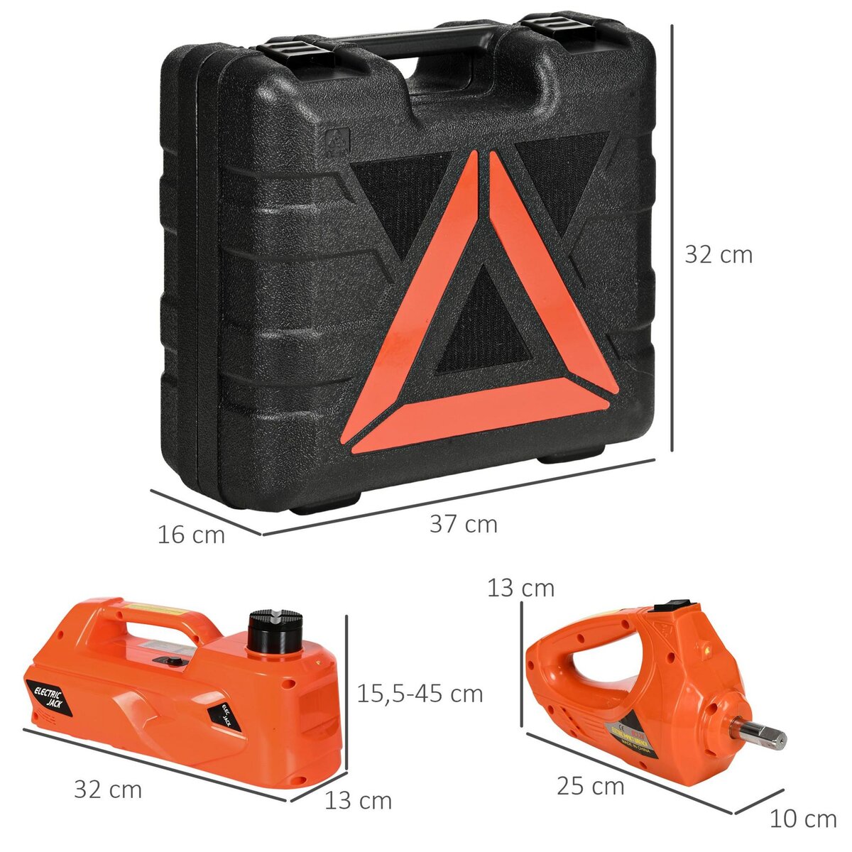 HOMCOM Cric électrique 5 t 12 V - cric hydraulique électrique - cric de levage voiture - clé à chocs, gants, mallette inclus