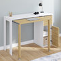 Voir la diapositive 2 : ID MARKET Bureau extensible RON avec colonne de rangement tiroir et placard blanc et bois