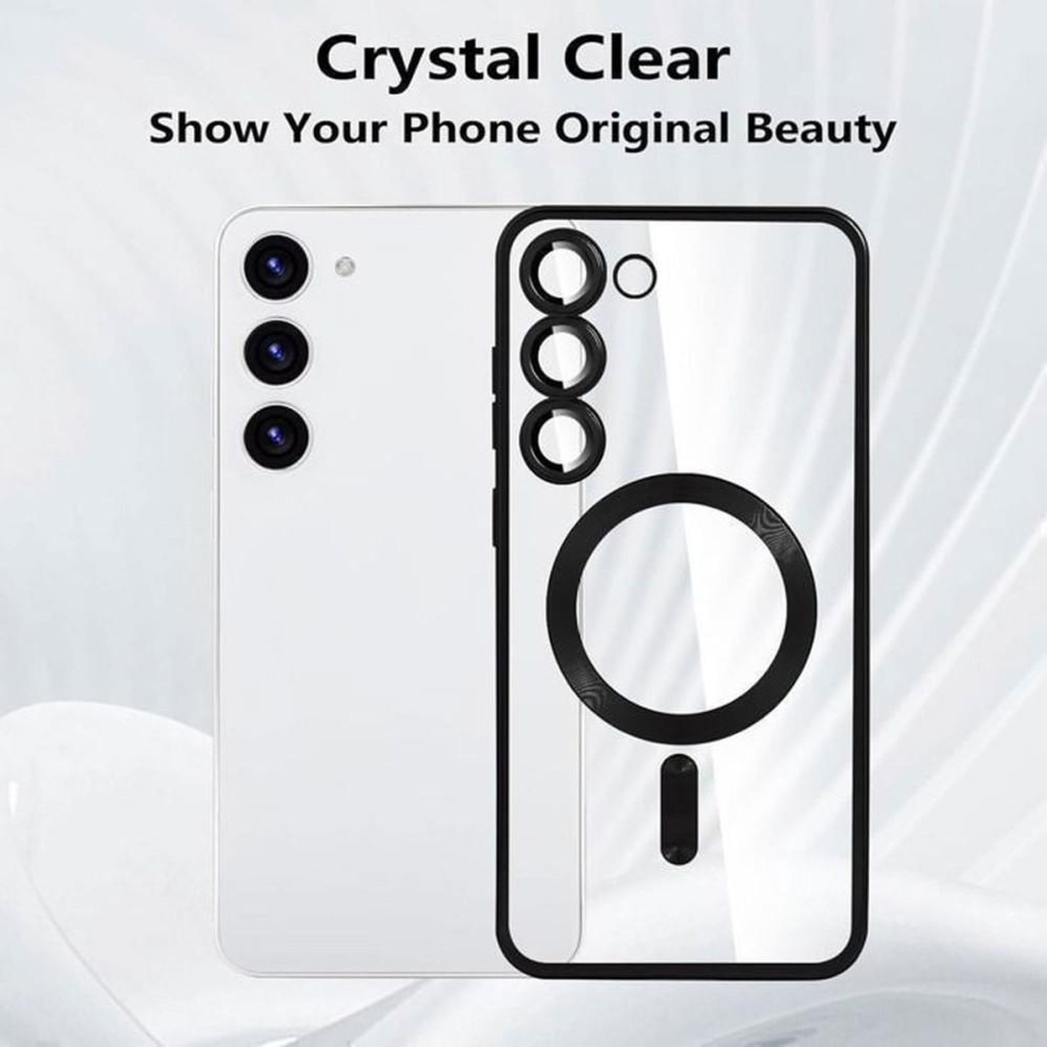 Voir la diapositive 3 : Coque de protection ultra-fine transparente noire métallique magnétique pour Samsung Galaxy S23