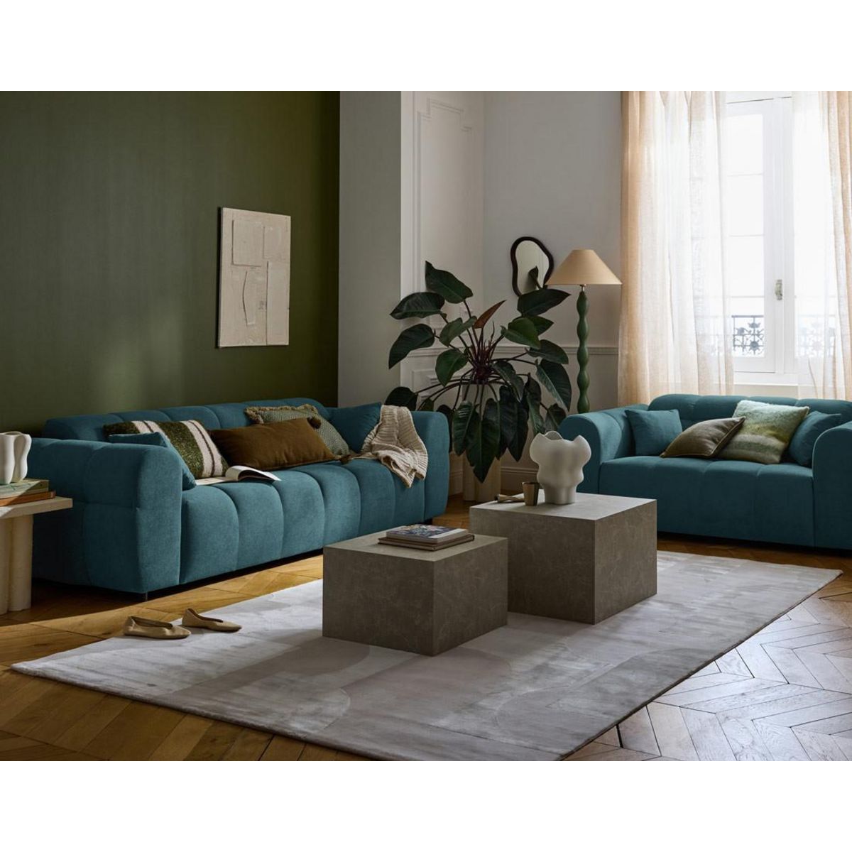 LISA DESIGN Ray - canapé droit 3 places en tissu texturé