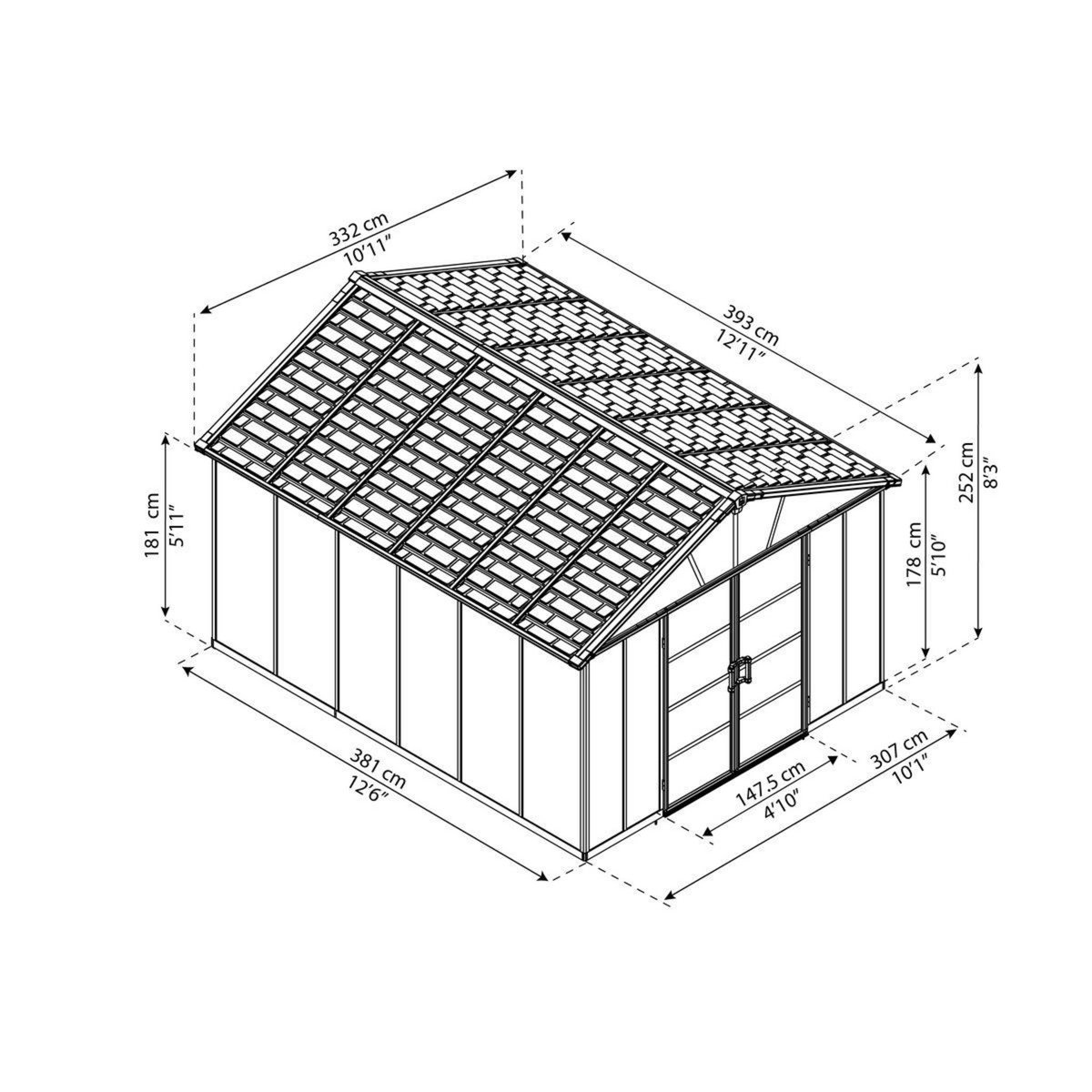 Canopia by PALRAM Abri de jardin métal - Avec plancher - 11,3m² - YUKON