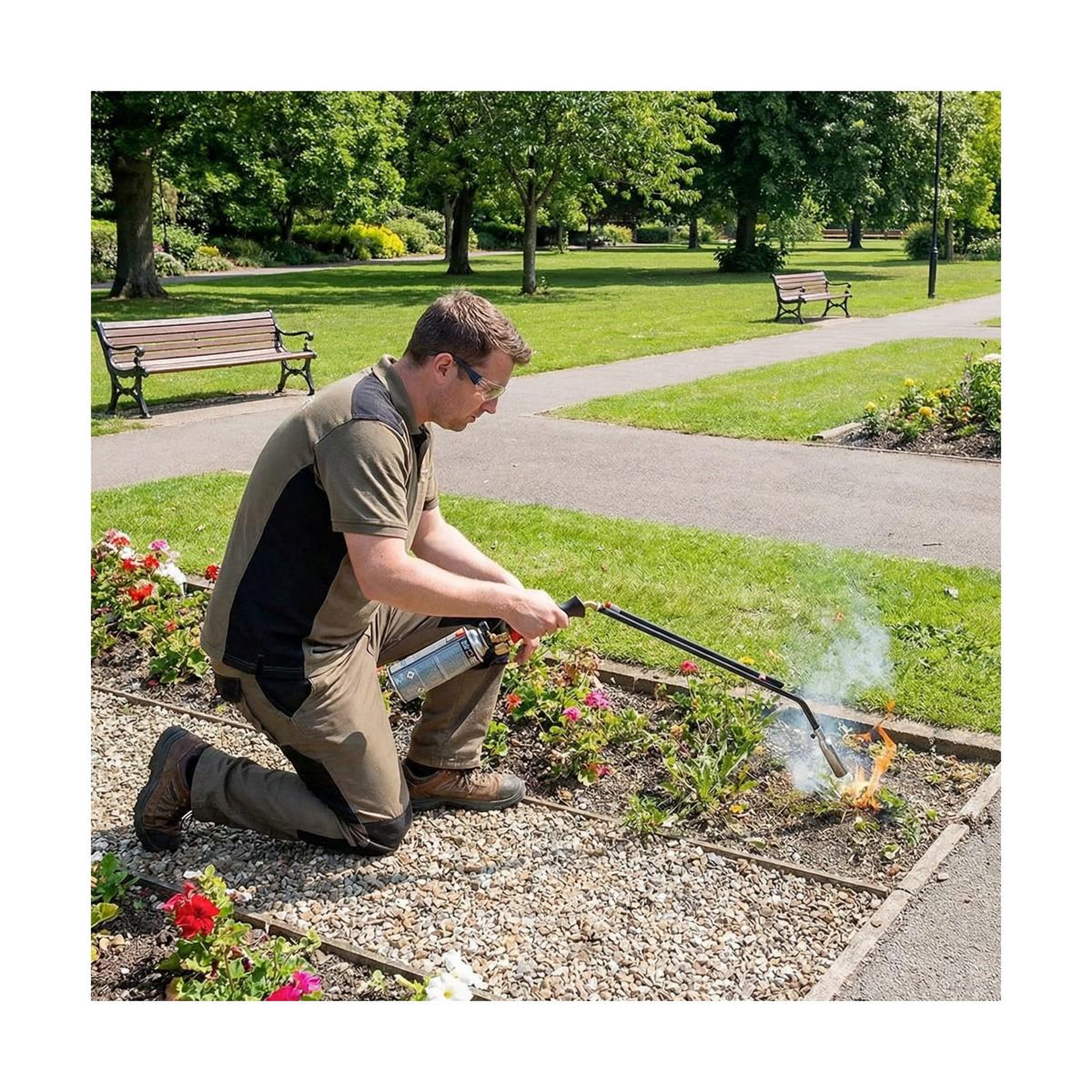 Voir la diapositive 3 : INTEC Désherbeur thermique à gaz 1100w brule herbes allumage piezo + adaptateur multicartouche de gaz elimine mauvaises herbes intec