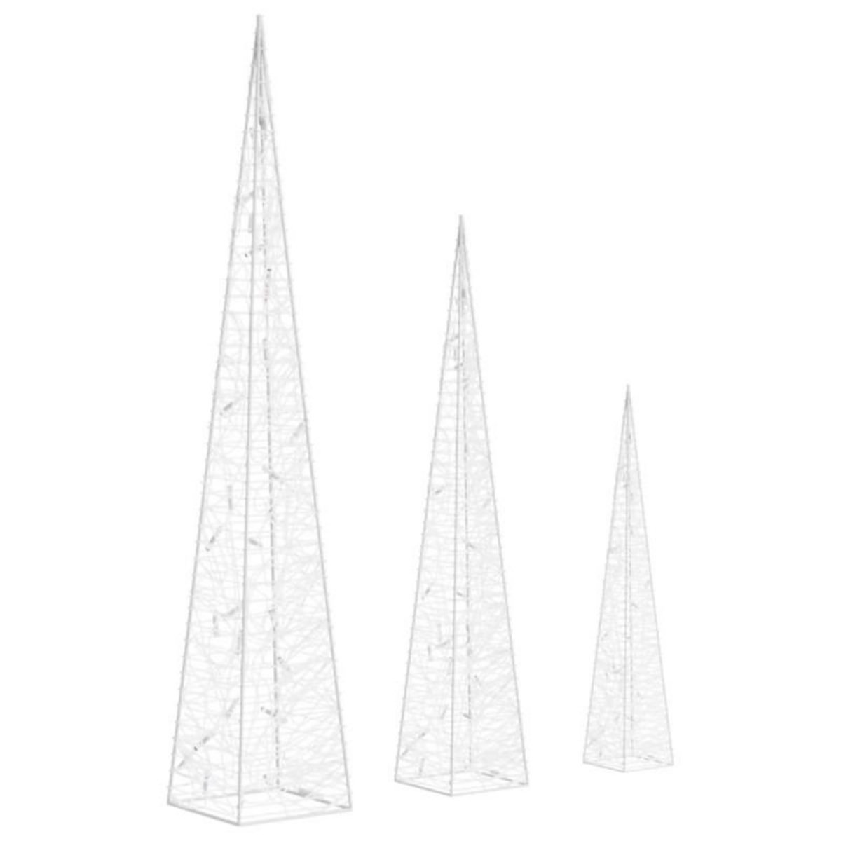 VIDAXL Jeu de cônes lumineux à LED Acrylique Blanc froid 30 45 60 cm