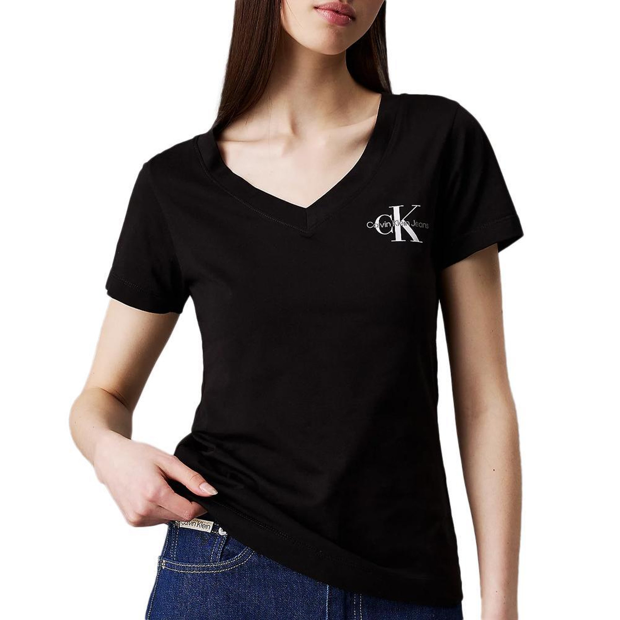 Voir la diapositive 2 : CALVIN KLEIN JEANS 2x T-Shirt Blanc/Noir Femme Calvin Klein Jeans J20J223447