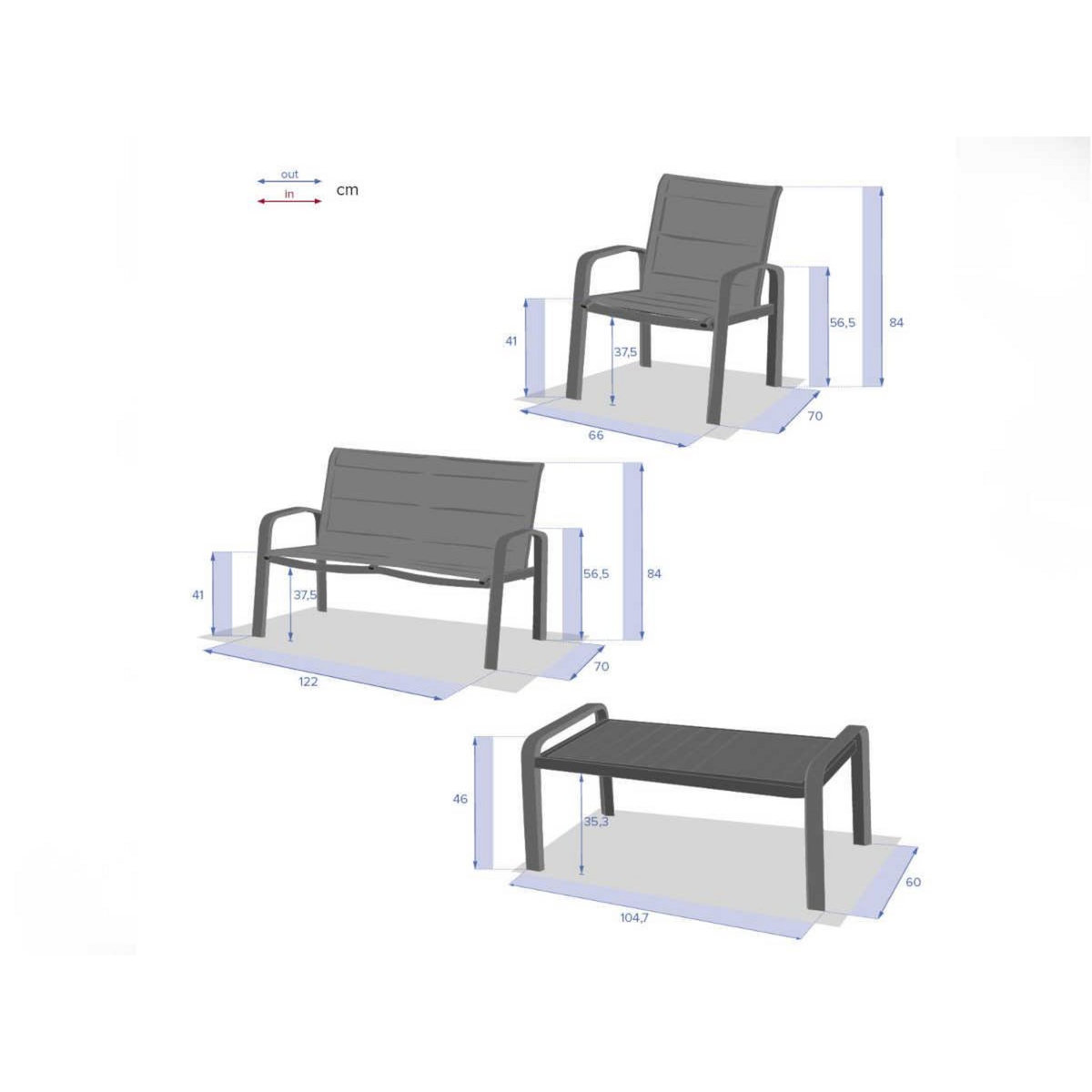 HESPERIDE Salon de jardin en aluminium Elyn 4 places Olive/Graphite - 4 places - Hespéride