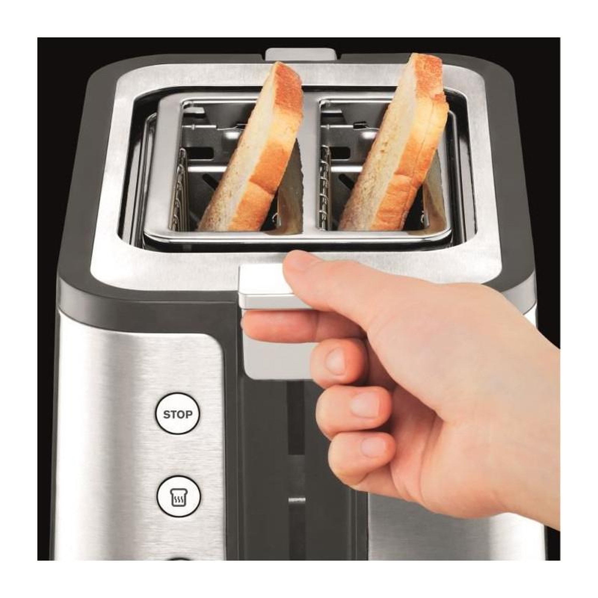 Voir la diapositive 2 : KRUPS KRUPS KH442D10 Control Line Grille-pain inox, Toaster 2 fentes larges, Remontee extra haute, Fonctions rechauffage et decongelat