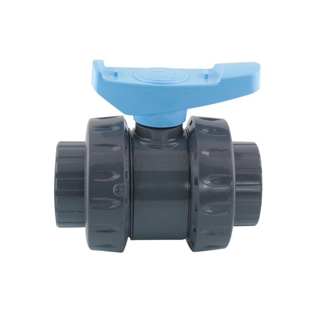 JARDIDECO Vanne double union poignée bleue PVC pression Astore Ø 50 mm - Fitt