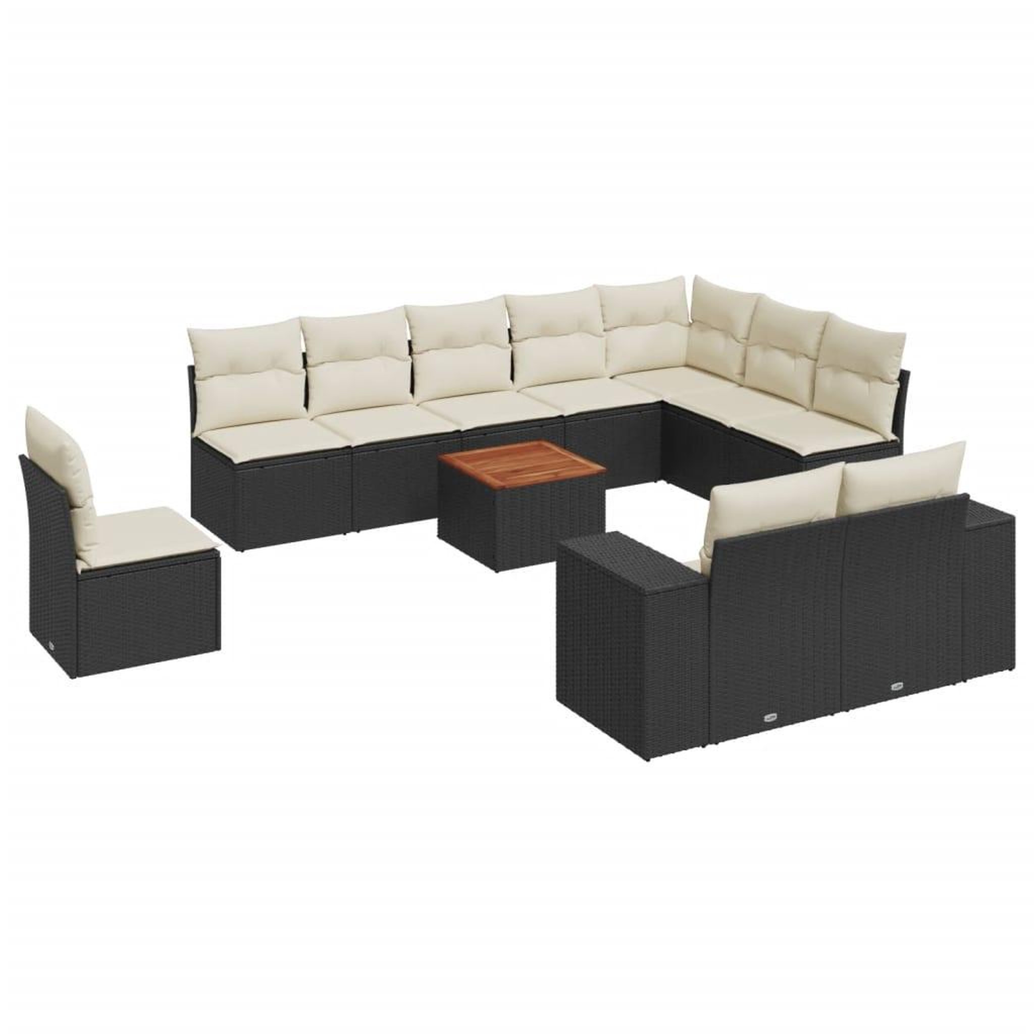 Voir la diapositive 2 : VIDAXL Salon de jardin 11 pcs avec coussins noir resine tressee