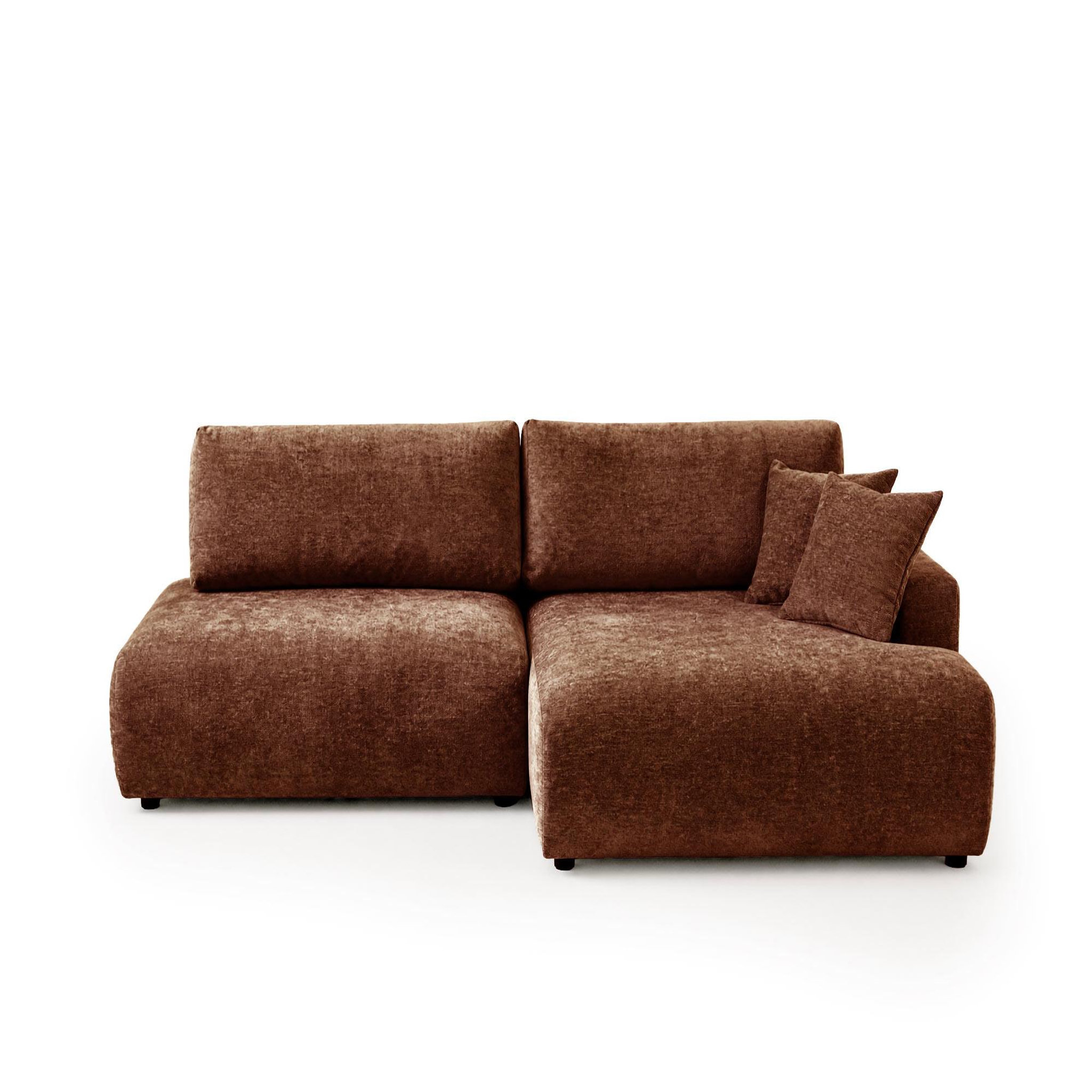 Voir la diapositive 1 : BEST MOBILIER Pivoine - canapé d'angle ouvert droit 4 places convertible avec coffre en tissu texturé