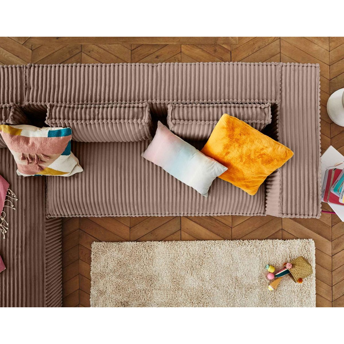 LISA DESIGN Stella - canapé d'angle gauche - 4 places - en velours côtelé grosses côtes