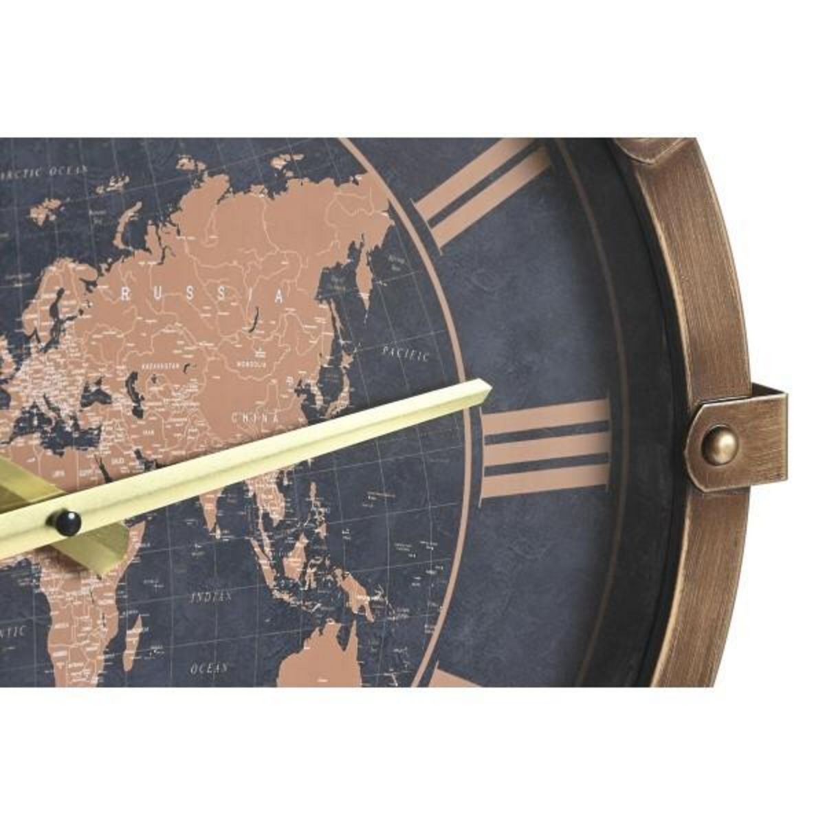 AAAAA Horloge Murale DKD Home Decor Doré Argenté Verre Fer Mappemonde 42 x 8,5 x 54 cm (2 Unités)