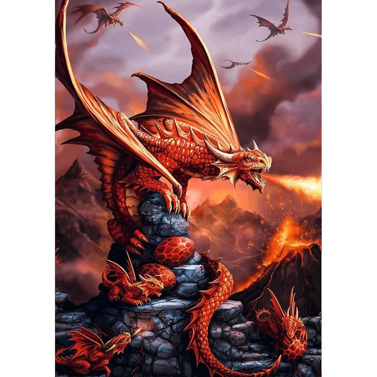 Trefl Puzzle 1000 pièces Premium Plus : Dragon de Feu - Fantasy Collection