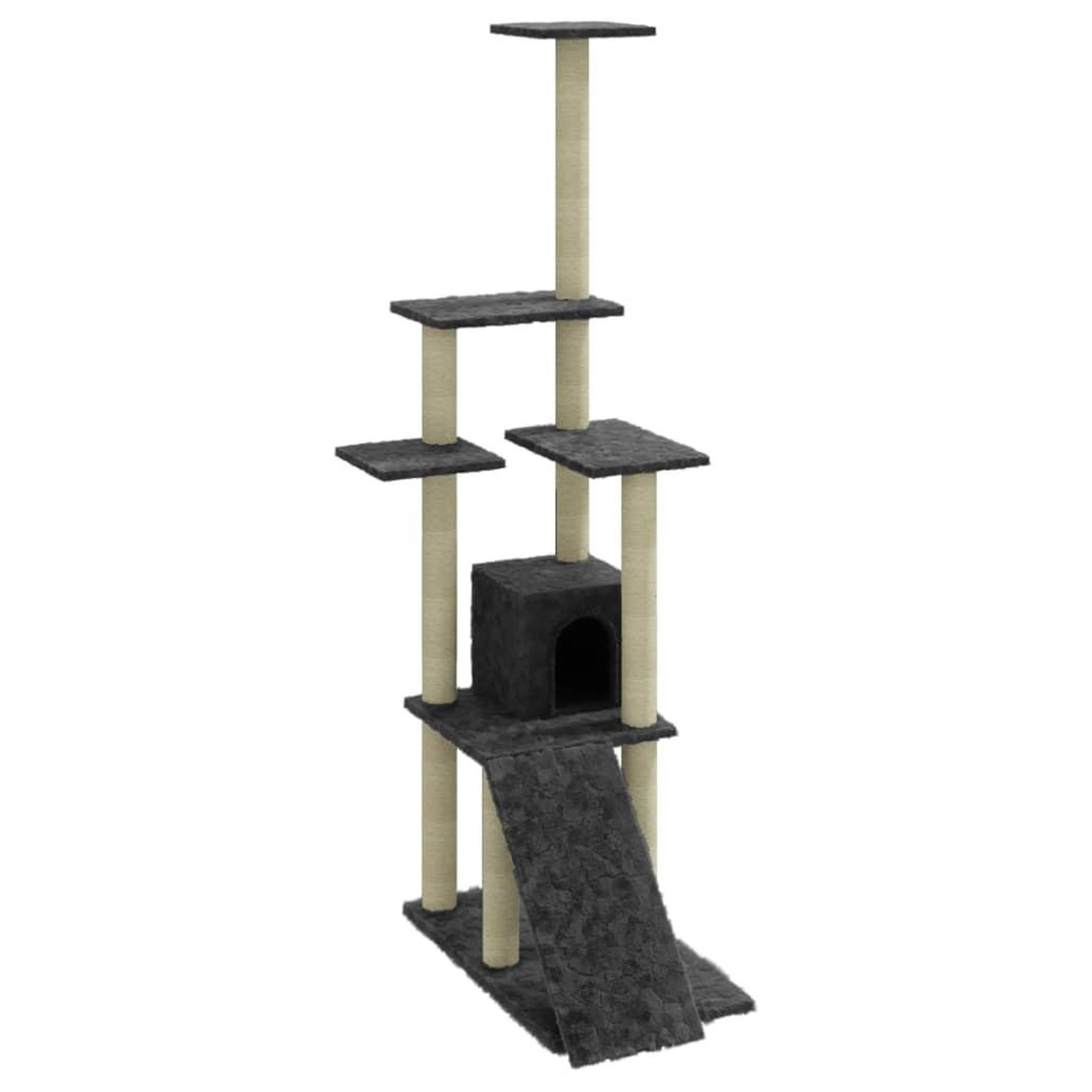 Voir la diapositive 2 : VIDAXL Arbre a chat avec griffoirs en sisal Gris fonce 155 cm
