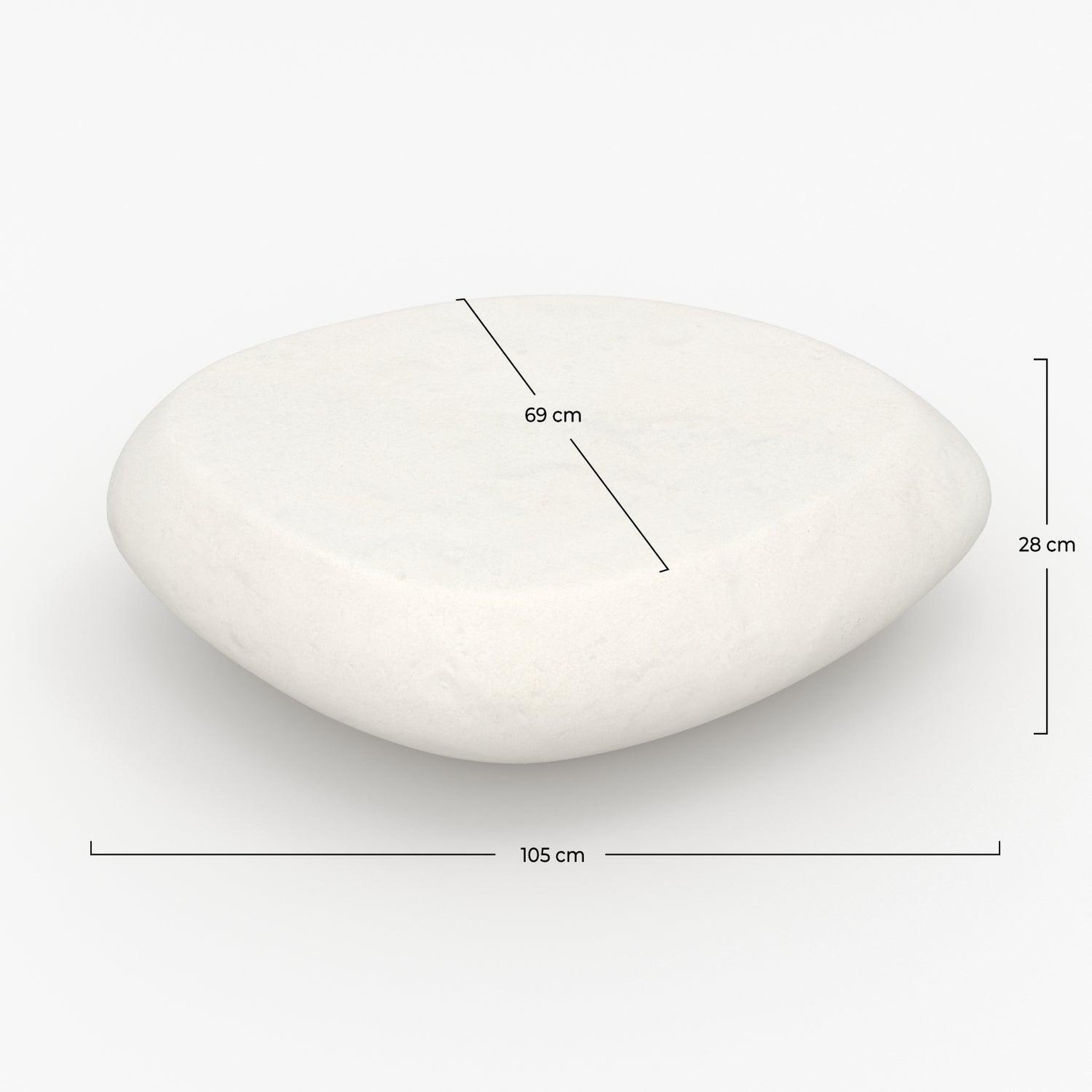 Voir la diapositive 4 : MAISON PAVANE Table basse ovale blanche en fibre d'argile effet béton 105 cm-maui