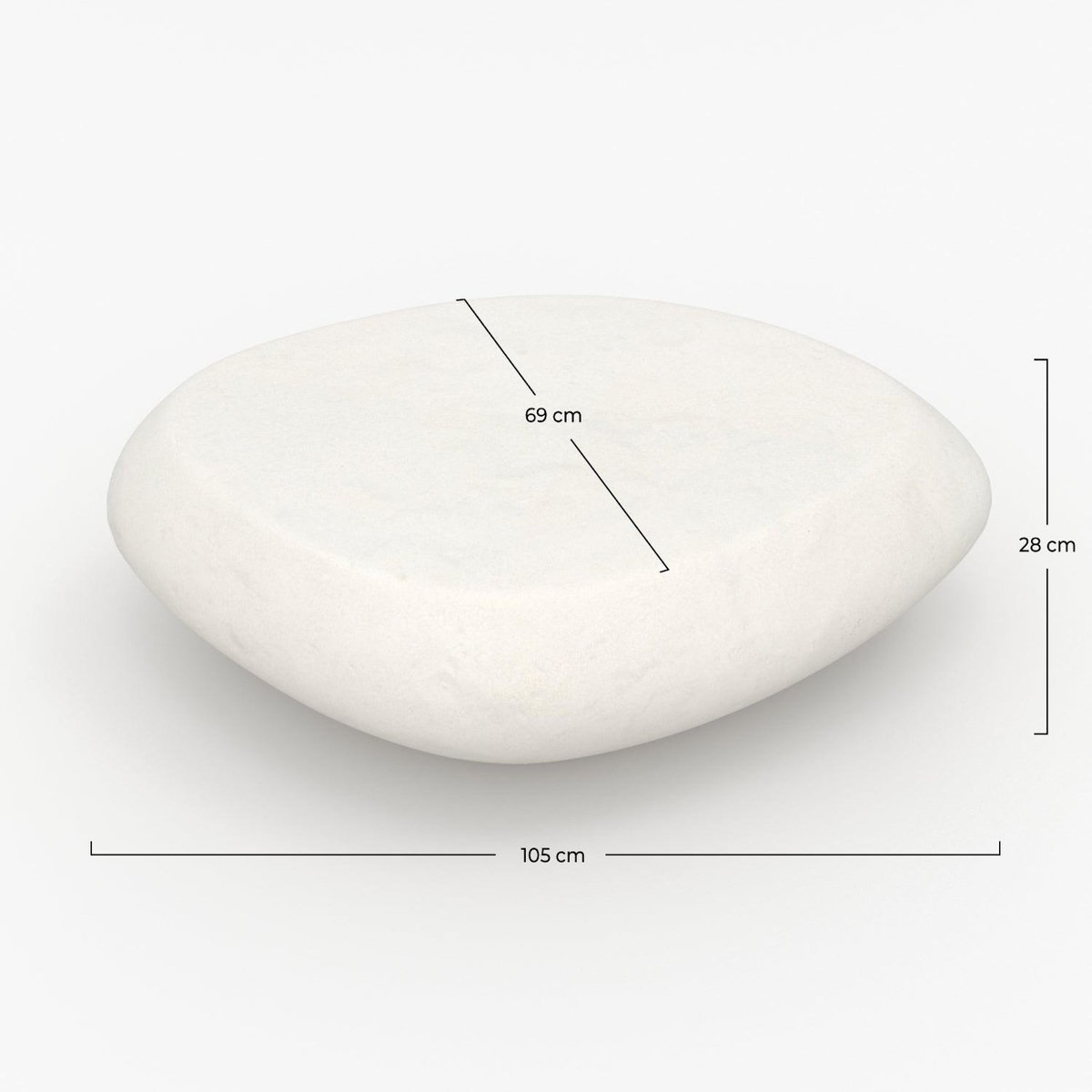 Rendez vous déco Table basse ovale blanche en fibre d'argile effet béton 105 cm-Maui