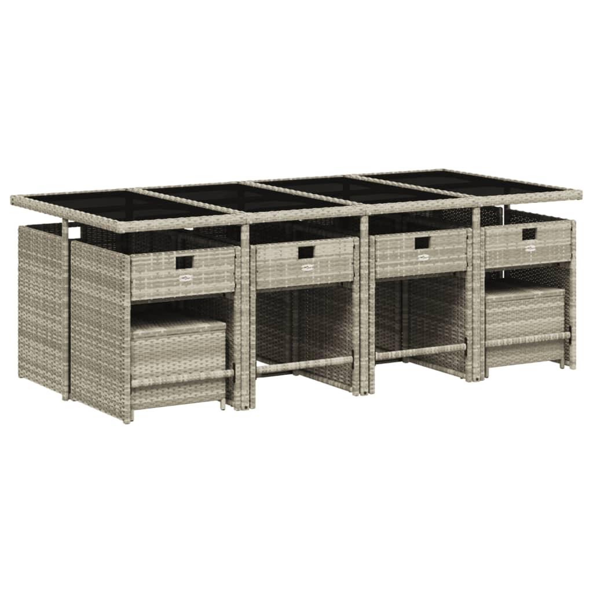 Voir la diapositive 3 : VIDAXL Ensemble a manger de jardin et coussins 13 pcs gris clair rotin